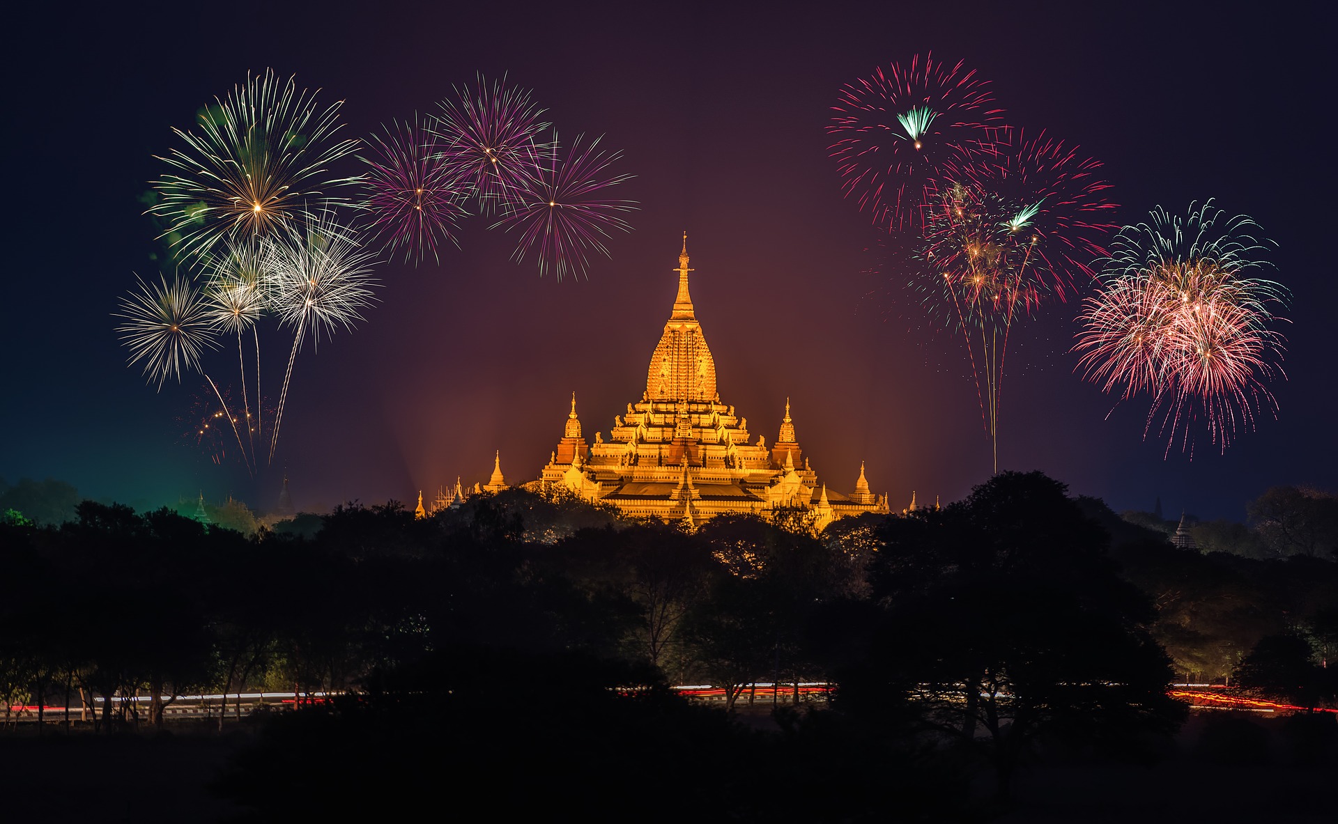 Fireworks over the temple photo