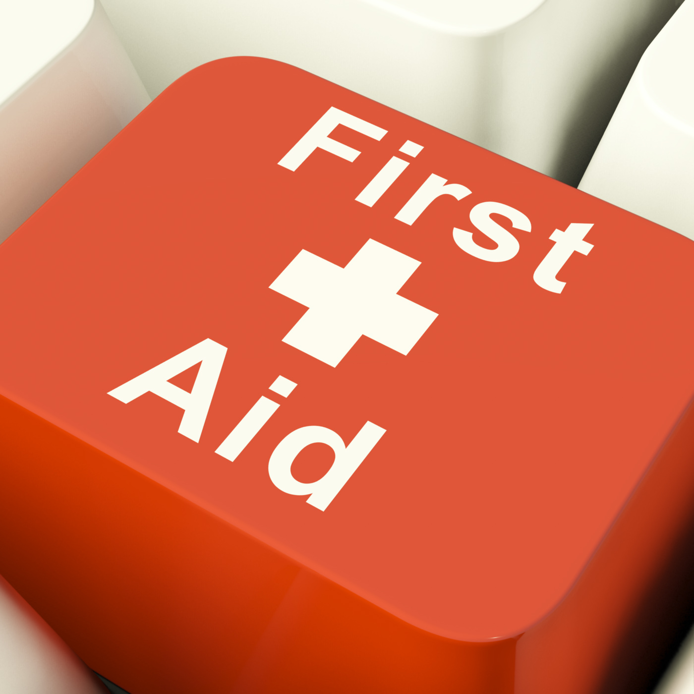First aid computer key showing emergency medical help photo
