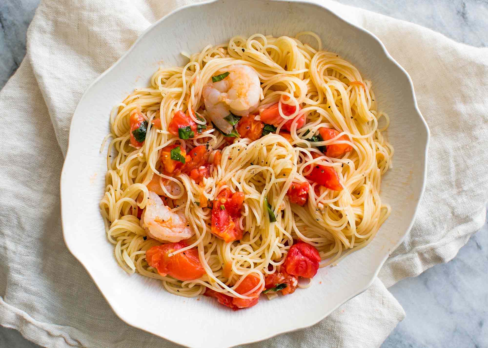 Pasta Pomodoro with Shrimp Recipe | SimplyRecipes.com