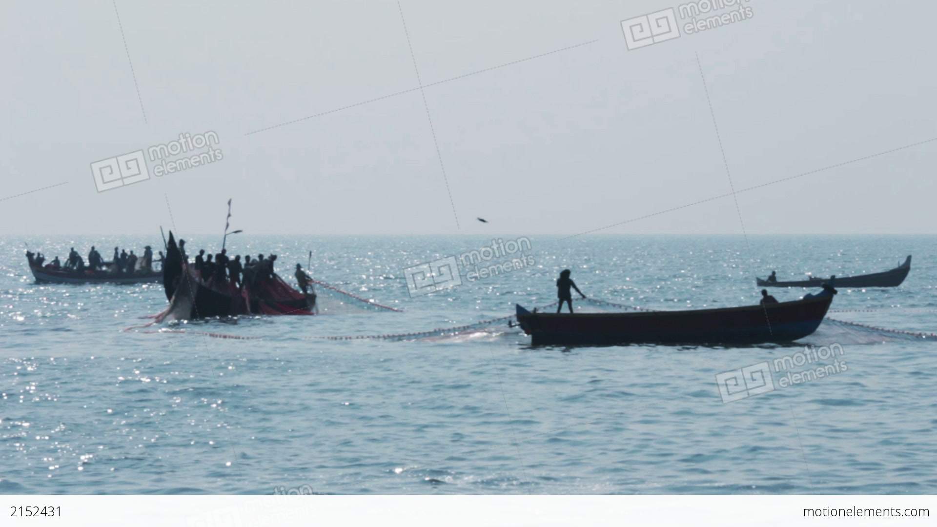 Fishermen In Boats Pulling Fishing Nets - Kerala I Stock video ...
