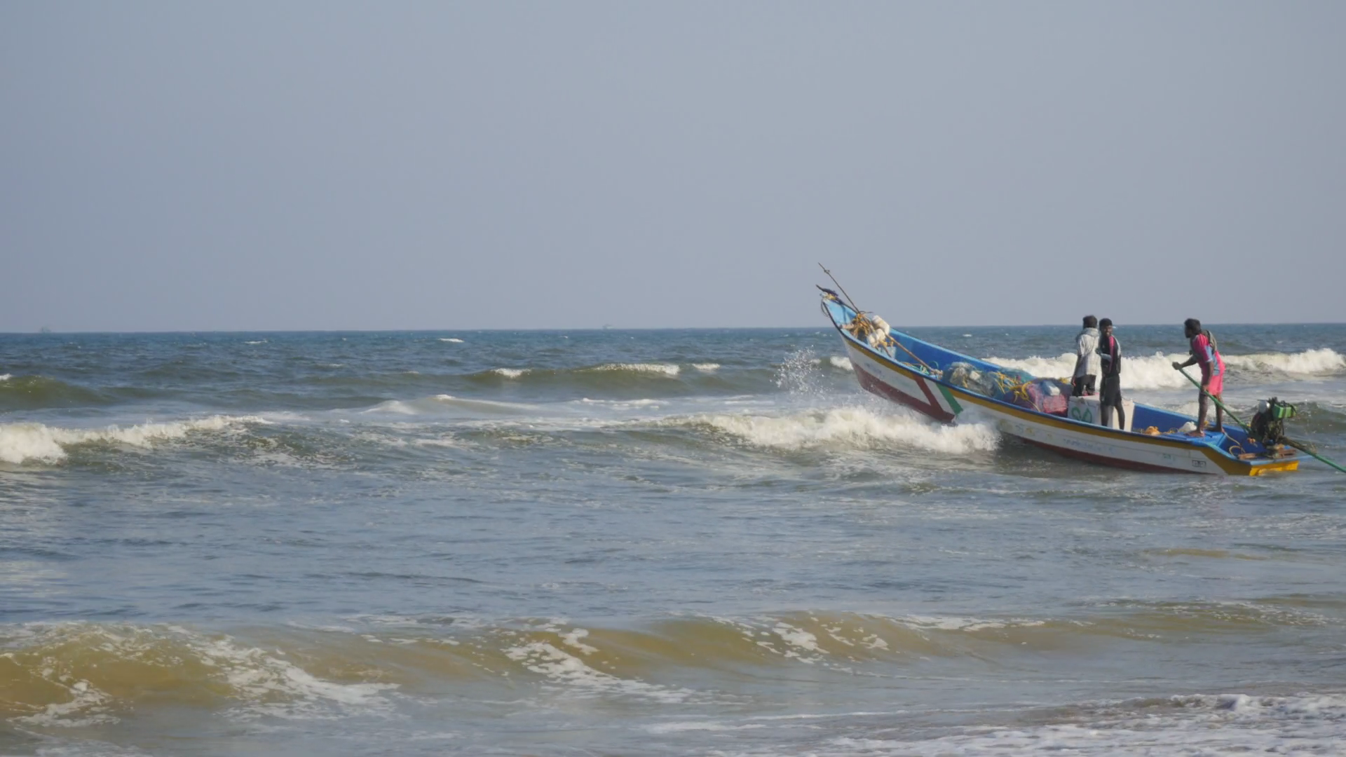 Fishermen in motor boat going to sea,Chennai,India Stock Video ...