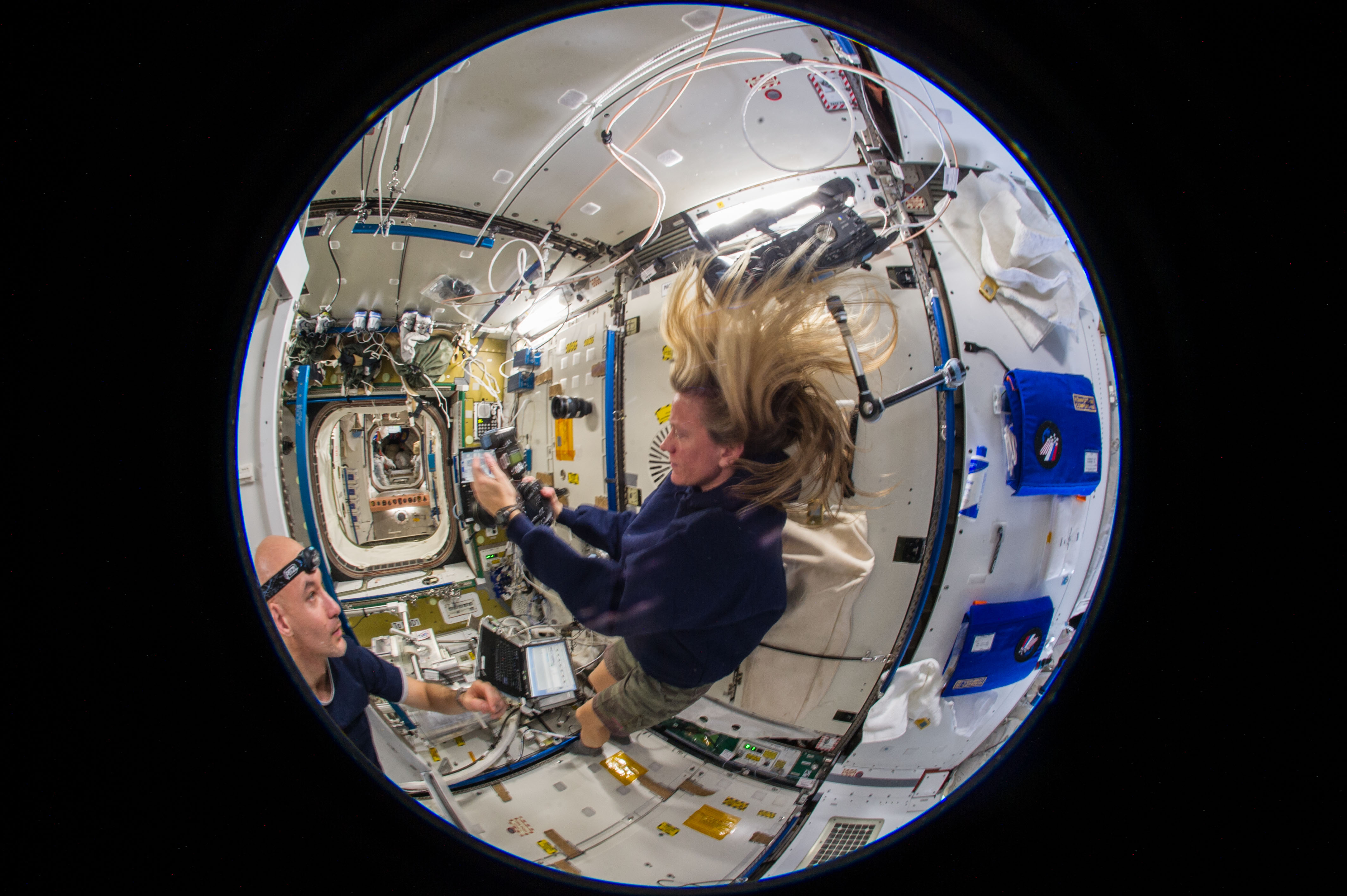 Fisheye View of Astronauts in Tranquility Node | NASA