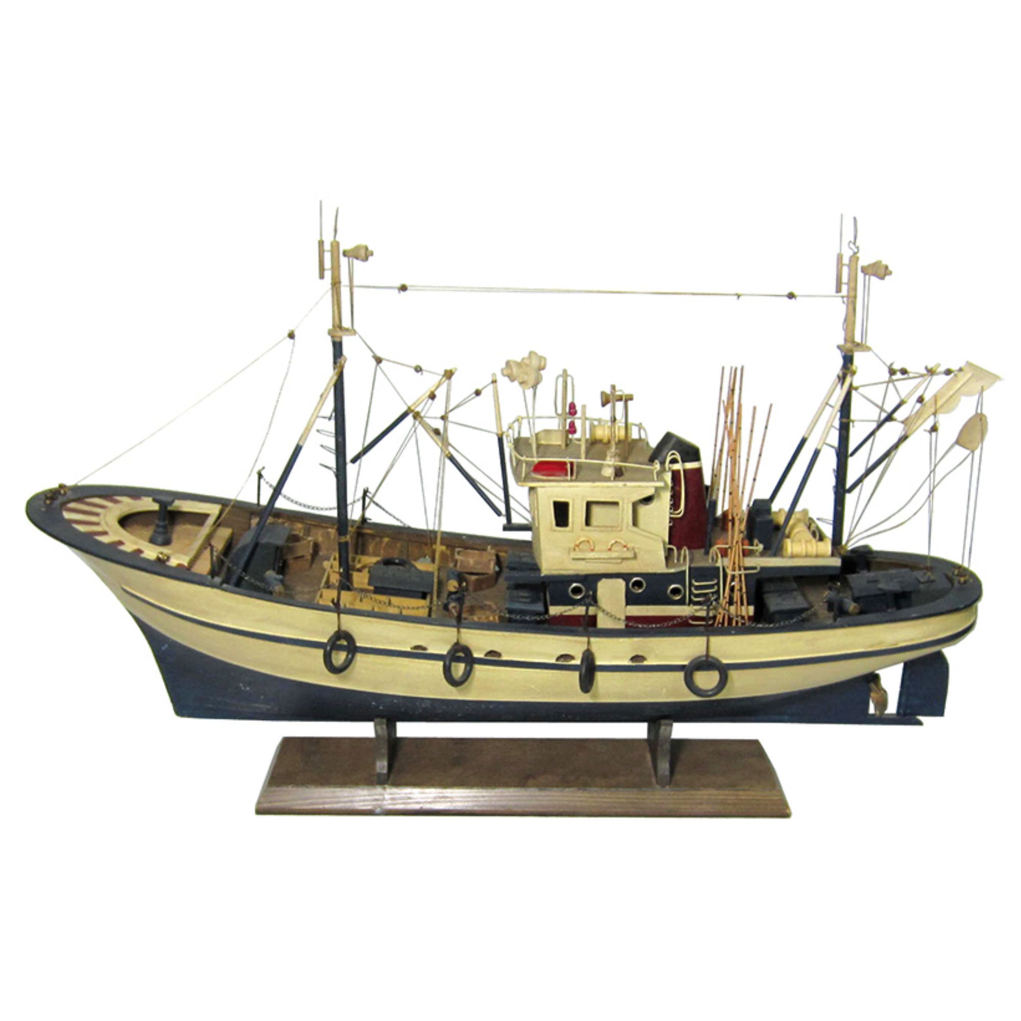 Model Fishing Boat, Blue and Cream - by Batela – Batela Giftware