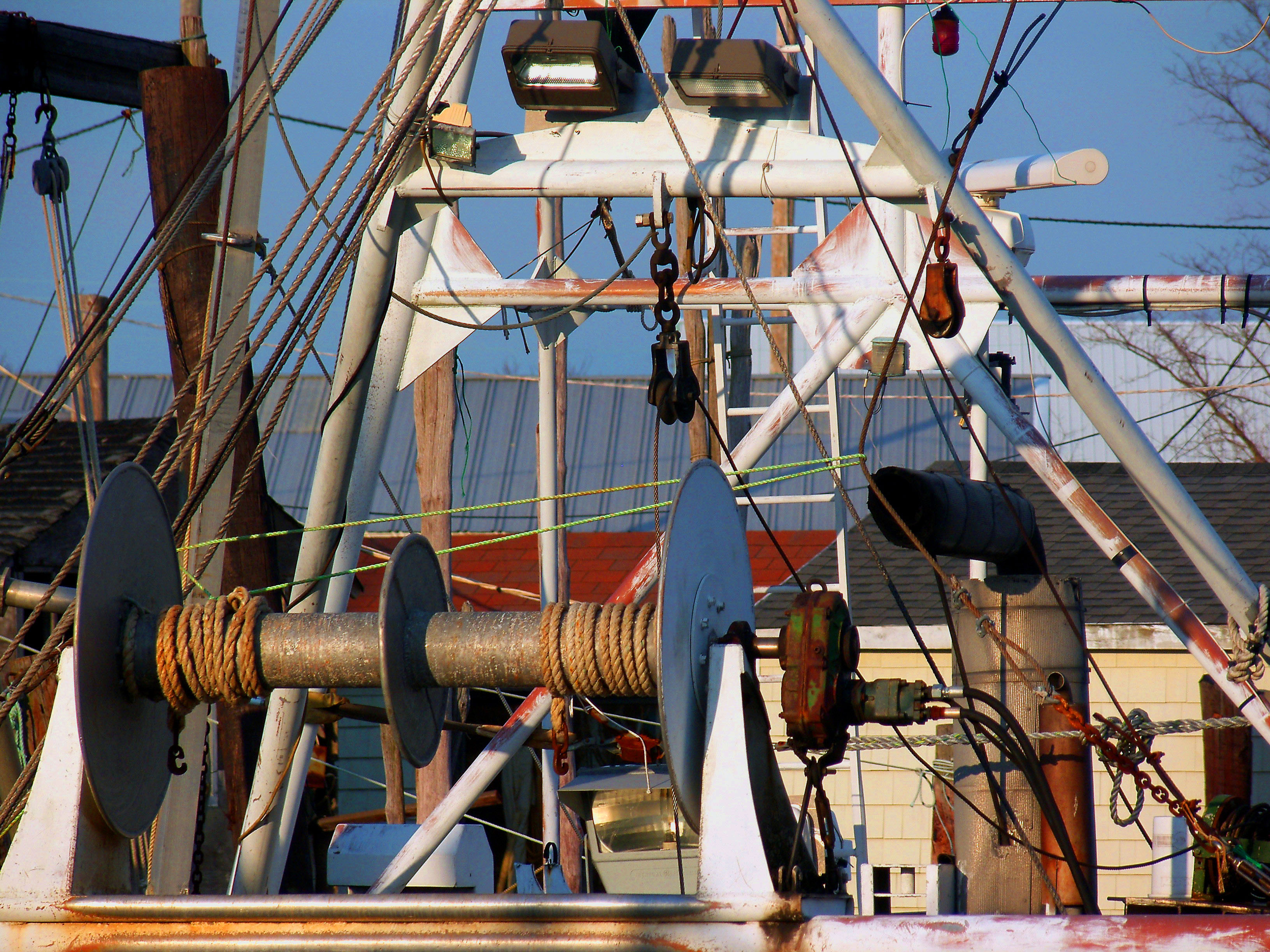 Fishing boat rigging photo