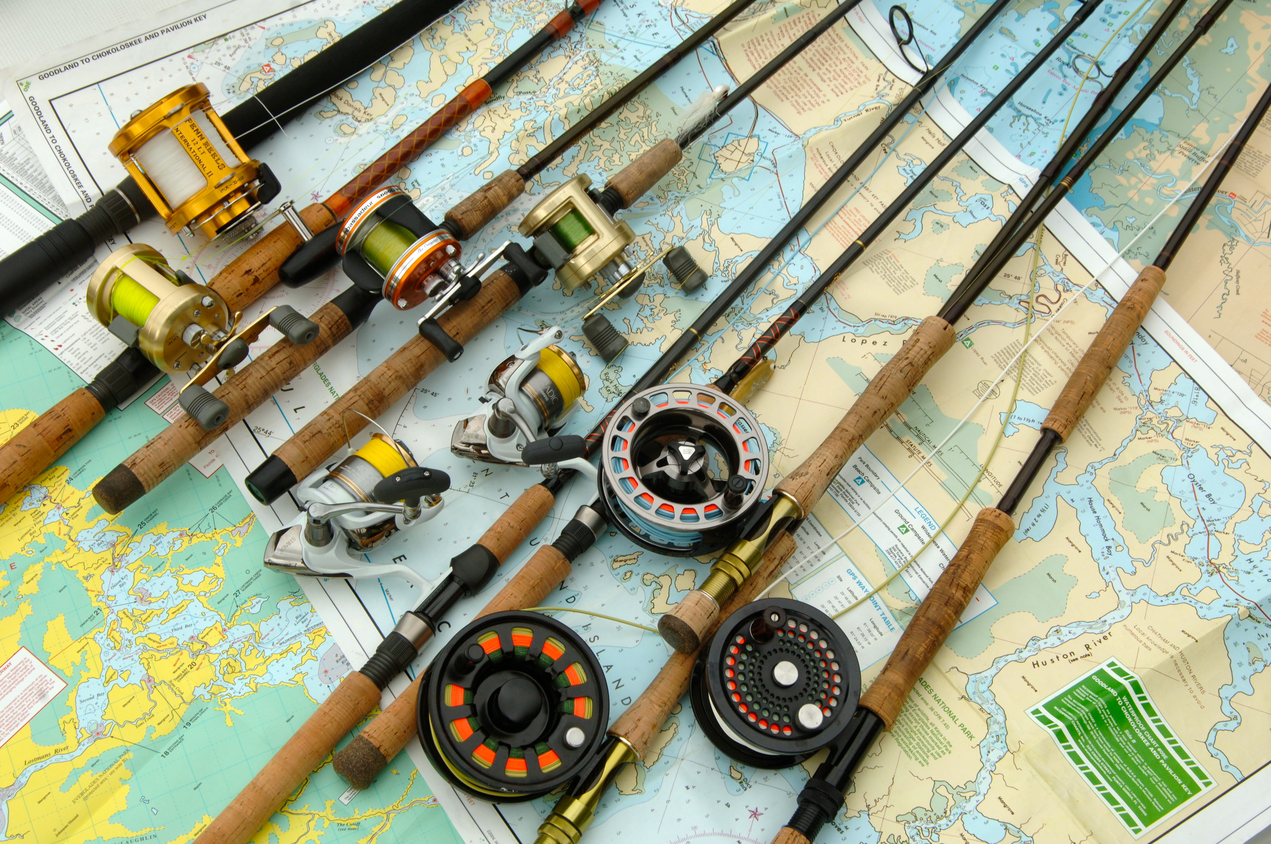 Fishing Charter Boat and Fishing Gear in Everglades and 10,000 Islands