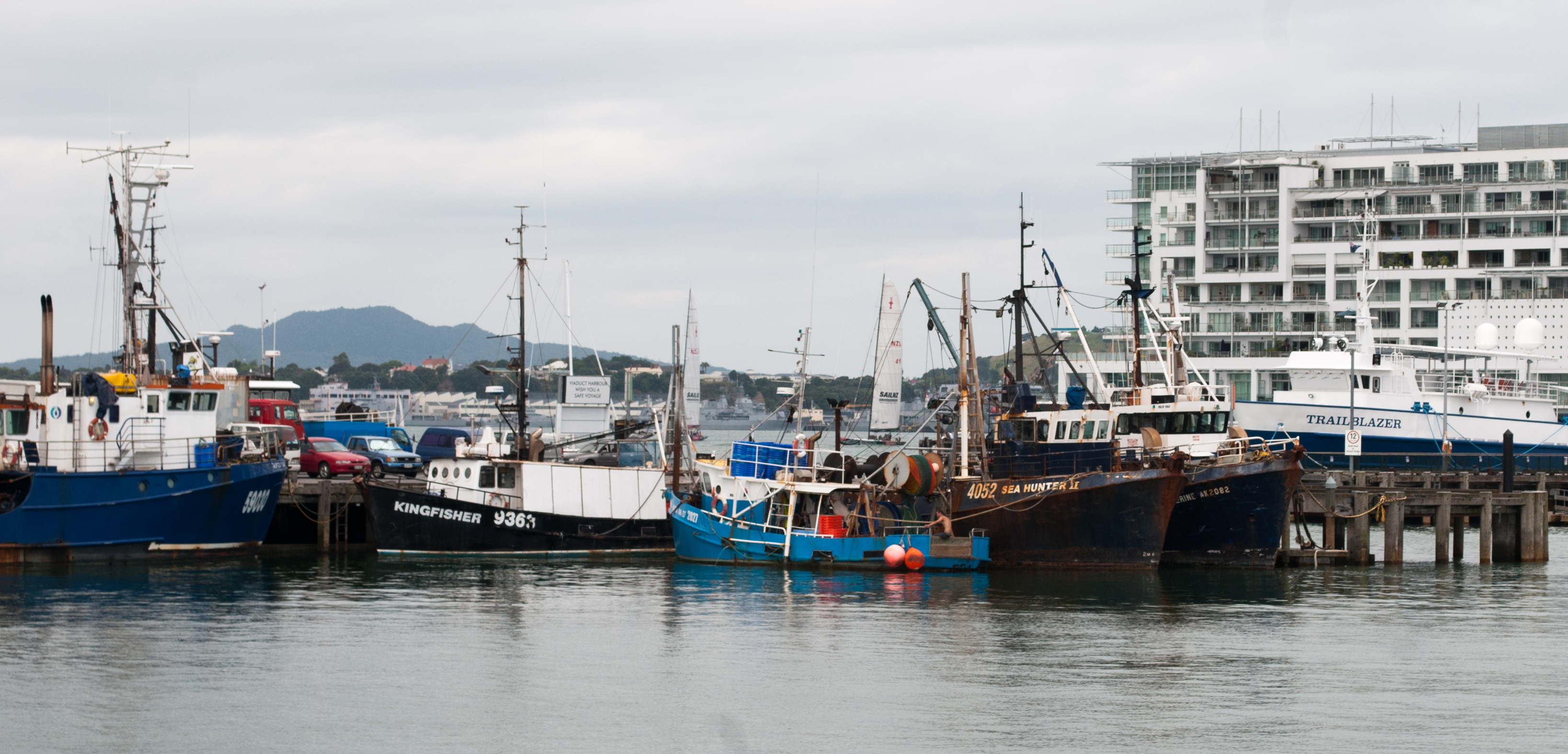 Fishing vessels docked at viaduct harbour photo