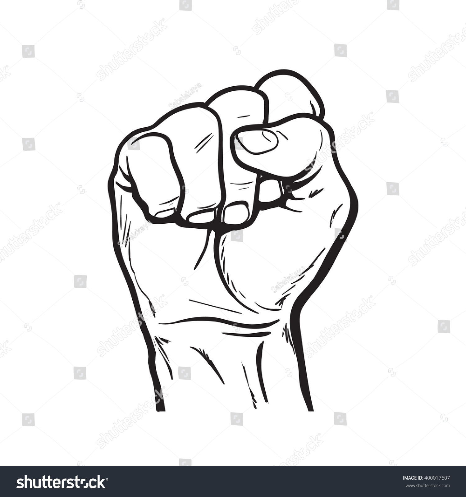 Raised Hand Showing Fist Symbol Strength Stock Vector (2018 ...