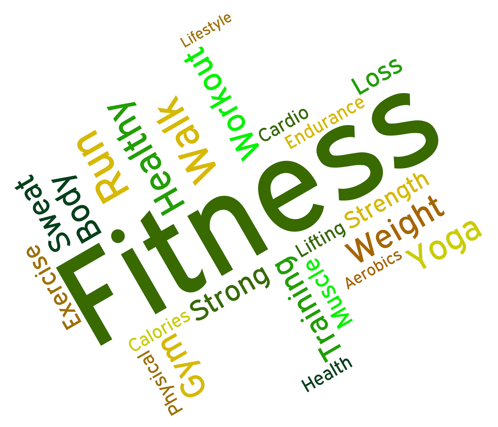 Fitness words means physical activity and exercise photo