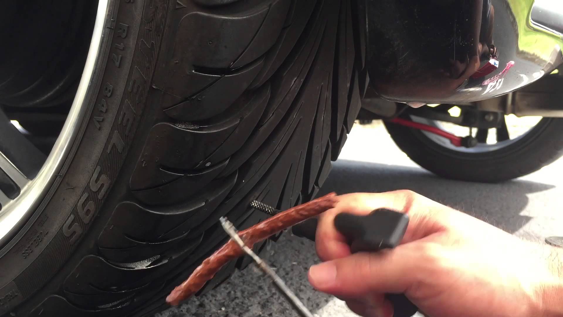 how to fix a flat with tire plug - YouTube