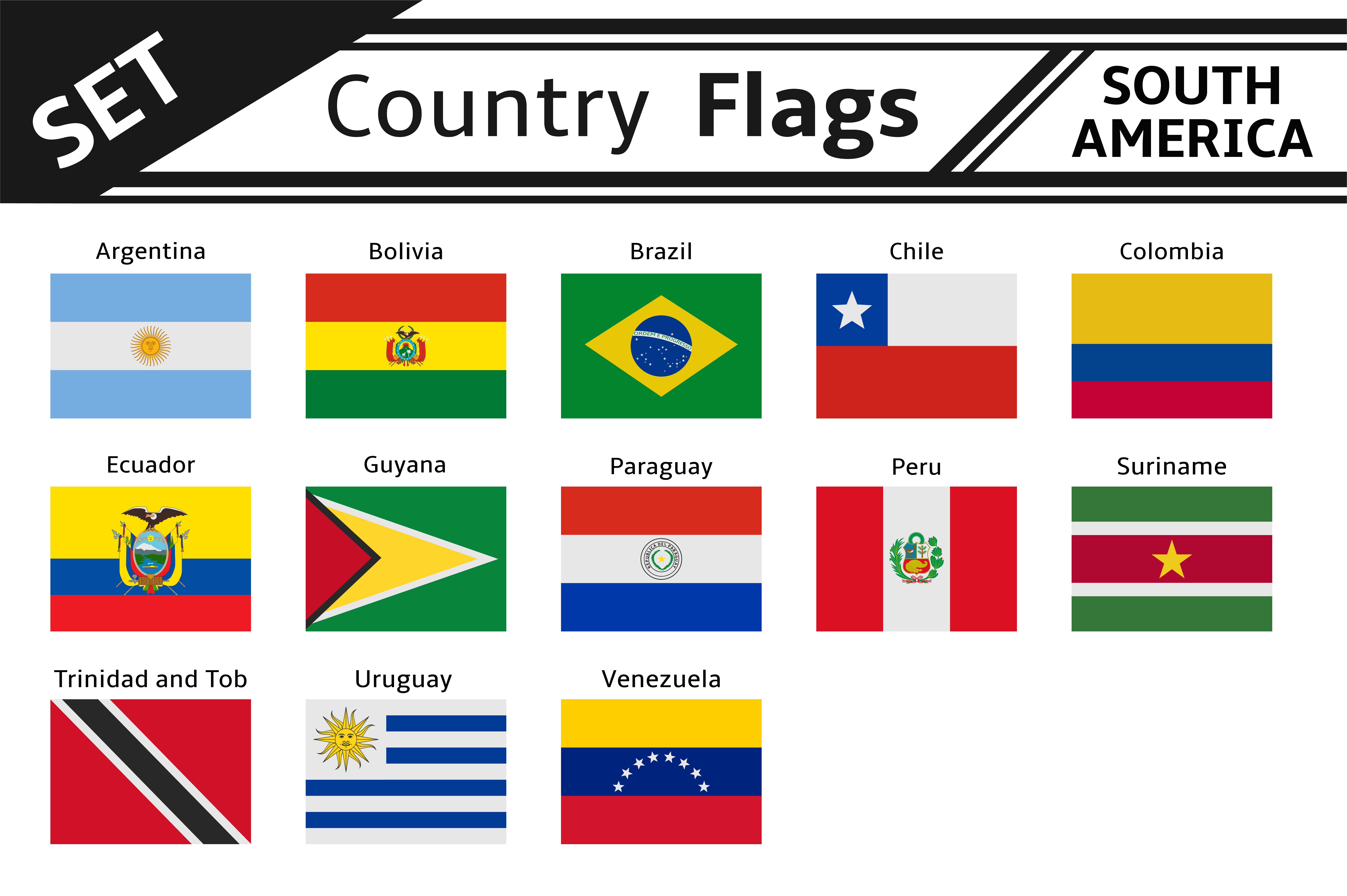 set countries flags south america ~ Illustrations ~ Creative Market