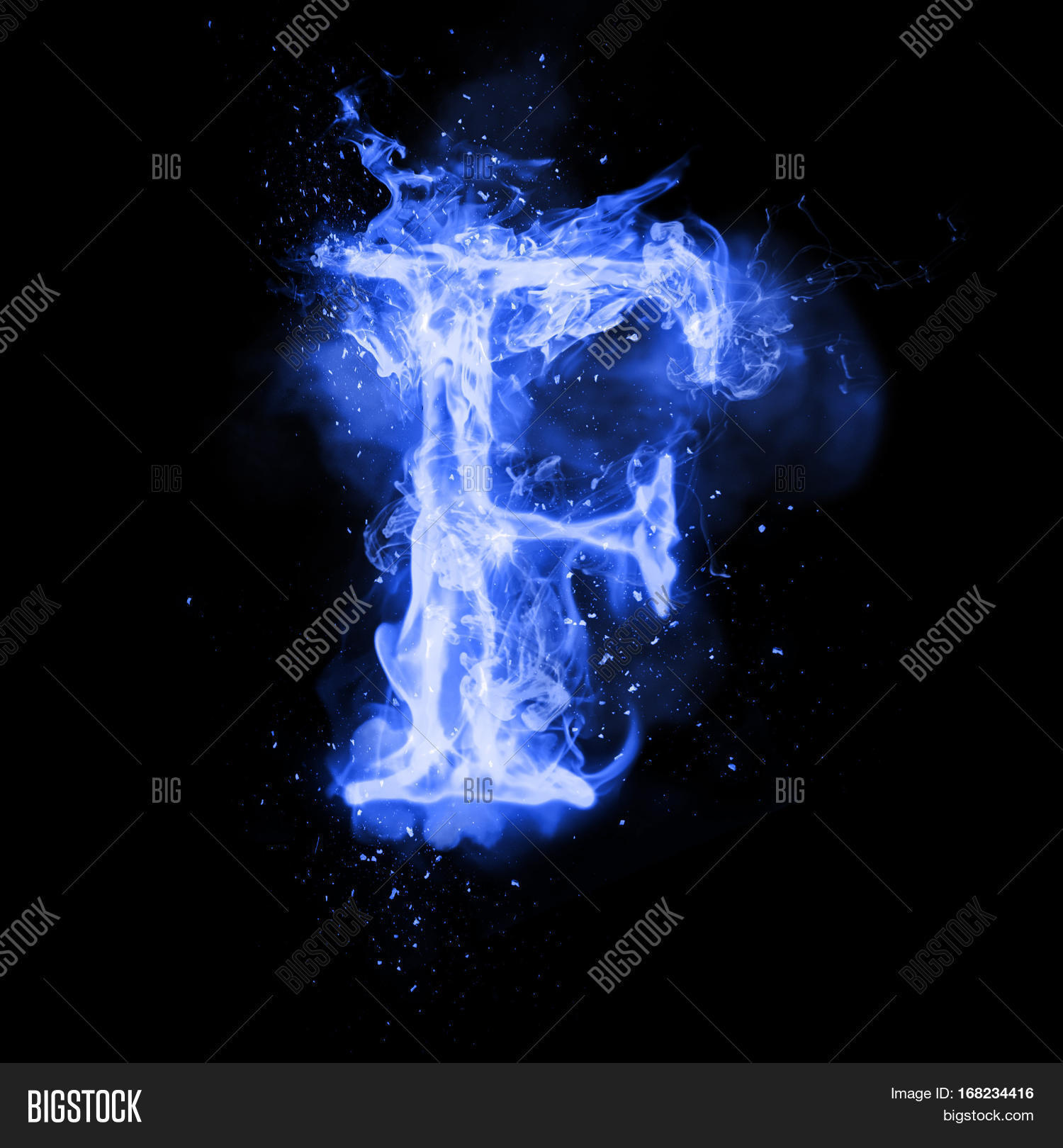 Fire Letter F Burning Blue Flame. Image & Photo | Bigstock