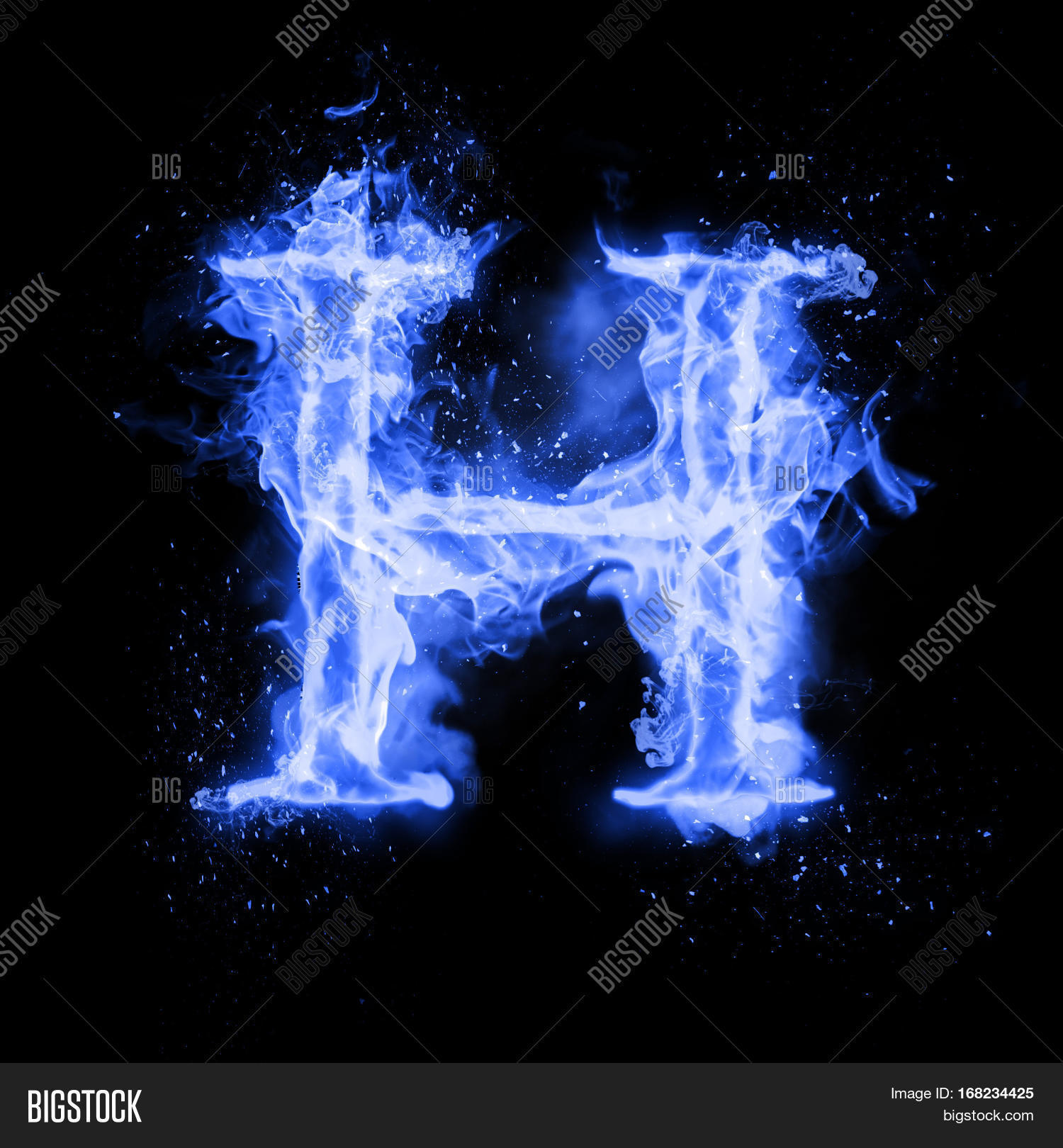 Fire Letter H Burning Blue Flame. Image & Photo | Bigstock