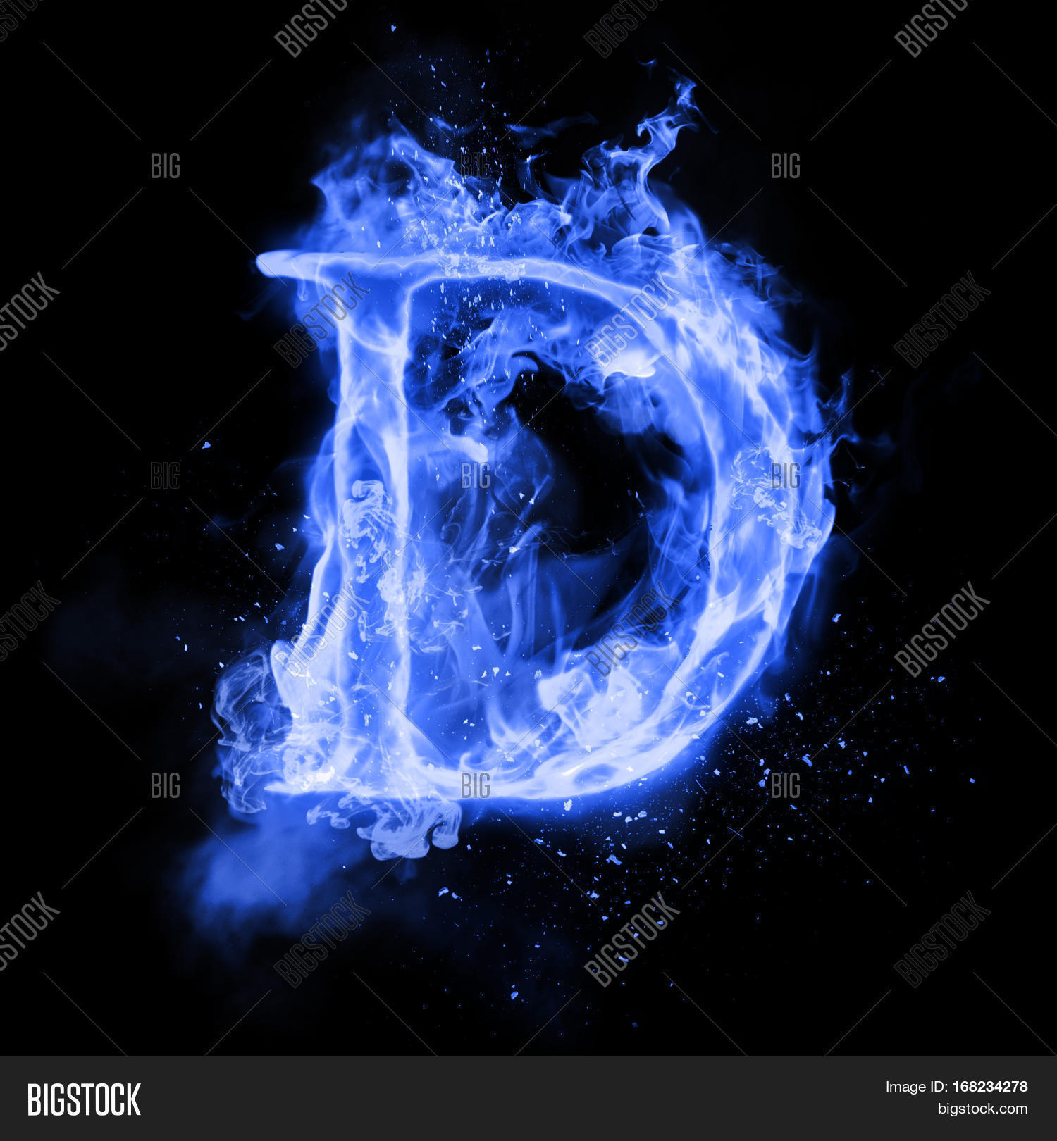 Fire Letter D of Burning Blue Flame Flaming Burn Font Image ...