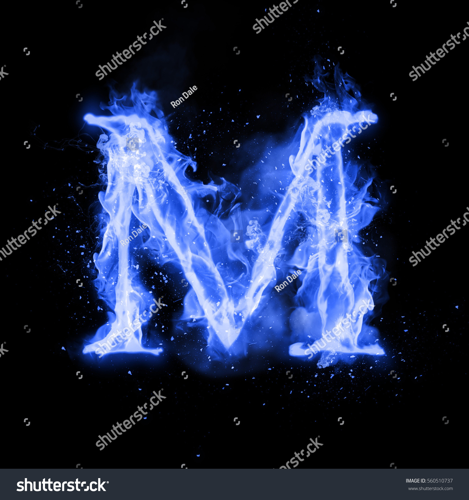 Fire Letter M Burning Blue Flame Stock Illustration 560510737 ...