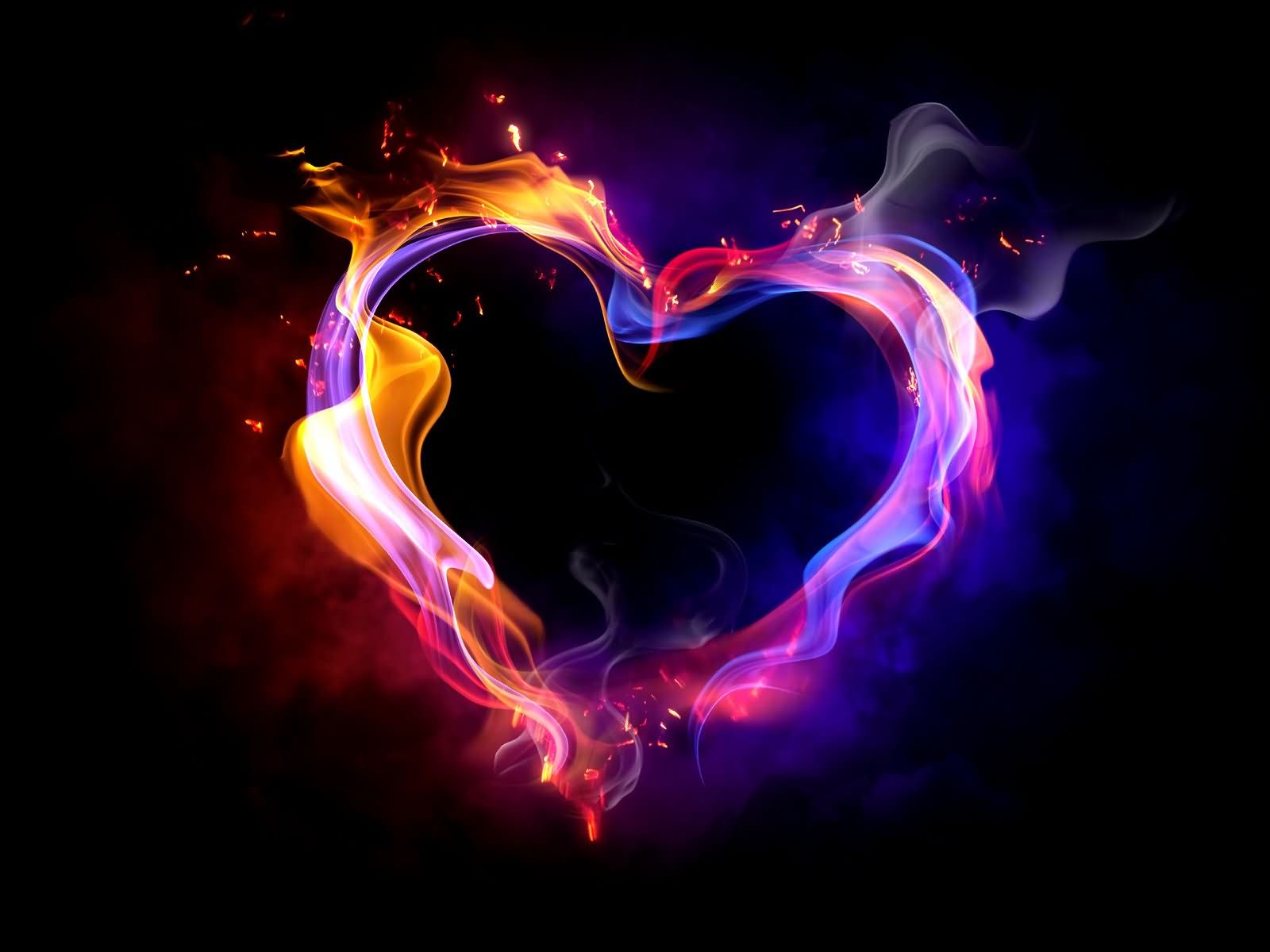 Flaming Heart Black Background Picture - Images, Photos, Pictures