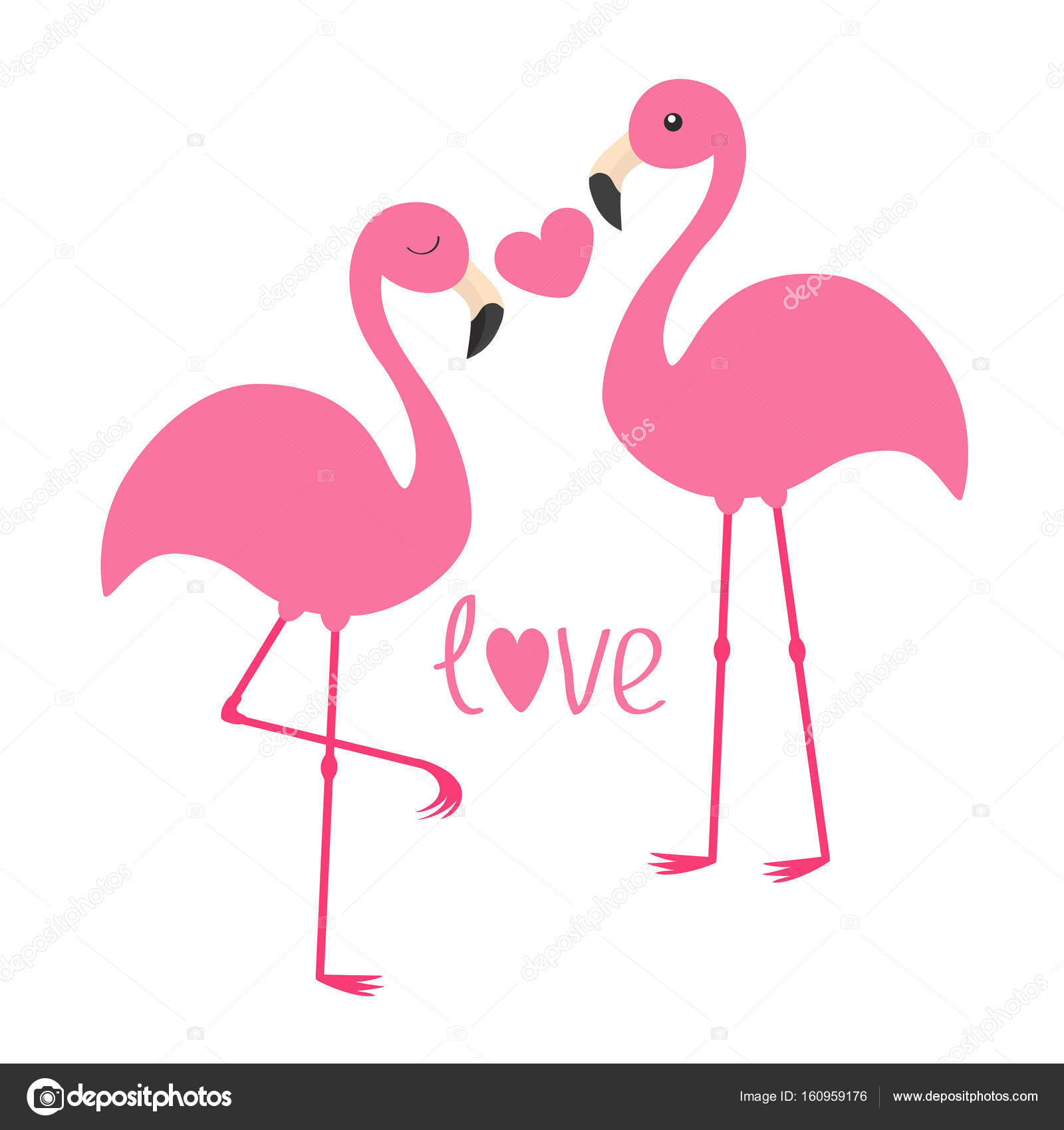 Pink flamingo couple and heart — Stock Vector © worldofvector #160959176