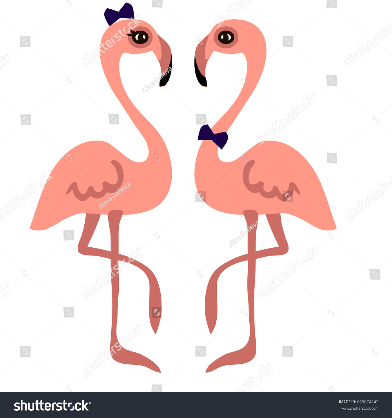 Cute Flamingo Couple Vector Illustration Stock Vector (2018 ...