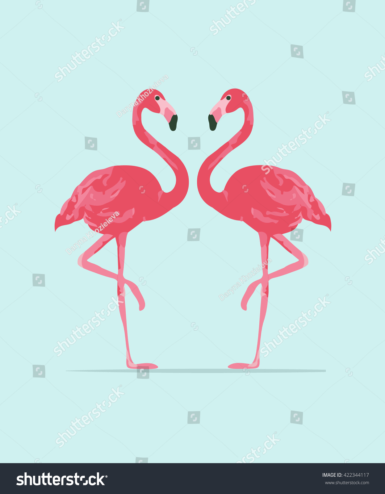 Vector Illustration Pink Flamingo Couple Exotic Stock Photo (Photo ...