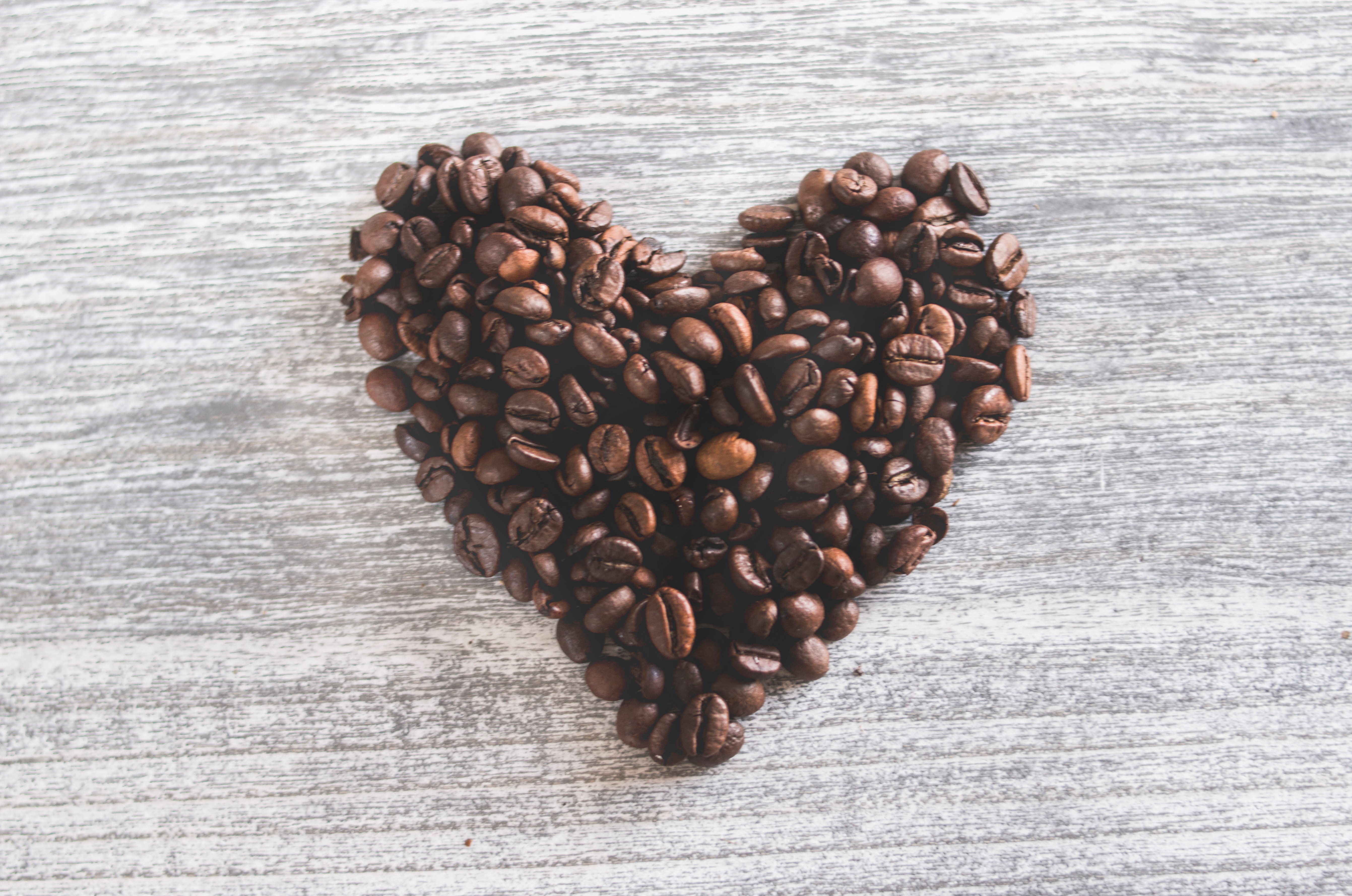 Flatlay Photo of Heart Shaped Coffee Beans, Caffeine, Coffee beans, Flatlay, Heart, HQ Photo