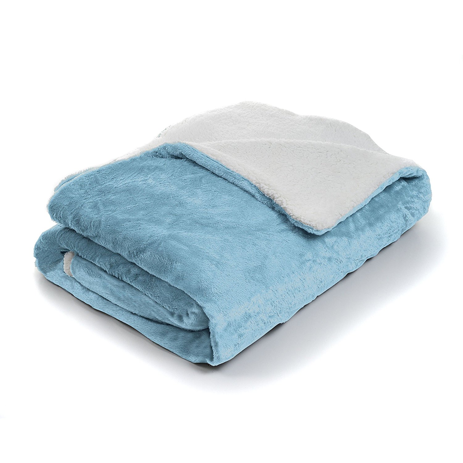 Amazon.com: Bedford Home Fleece Blanket with Sherpa Backing, Full ...