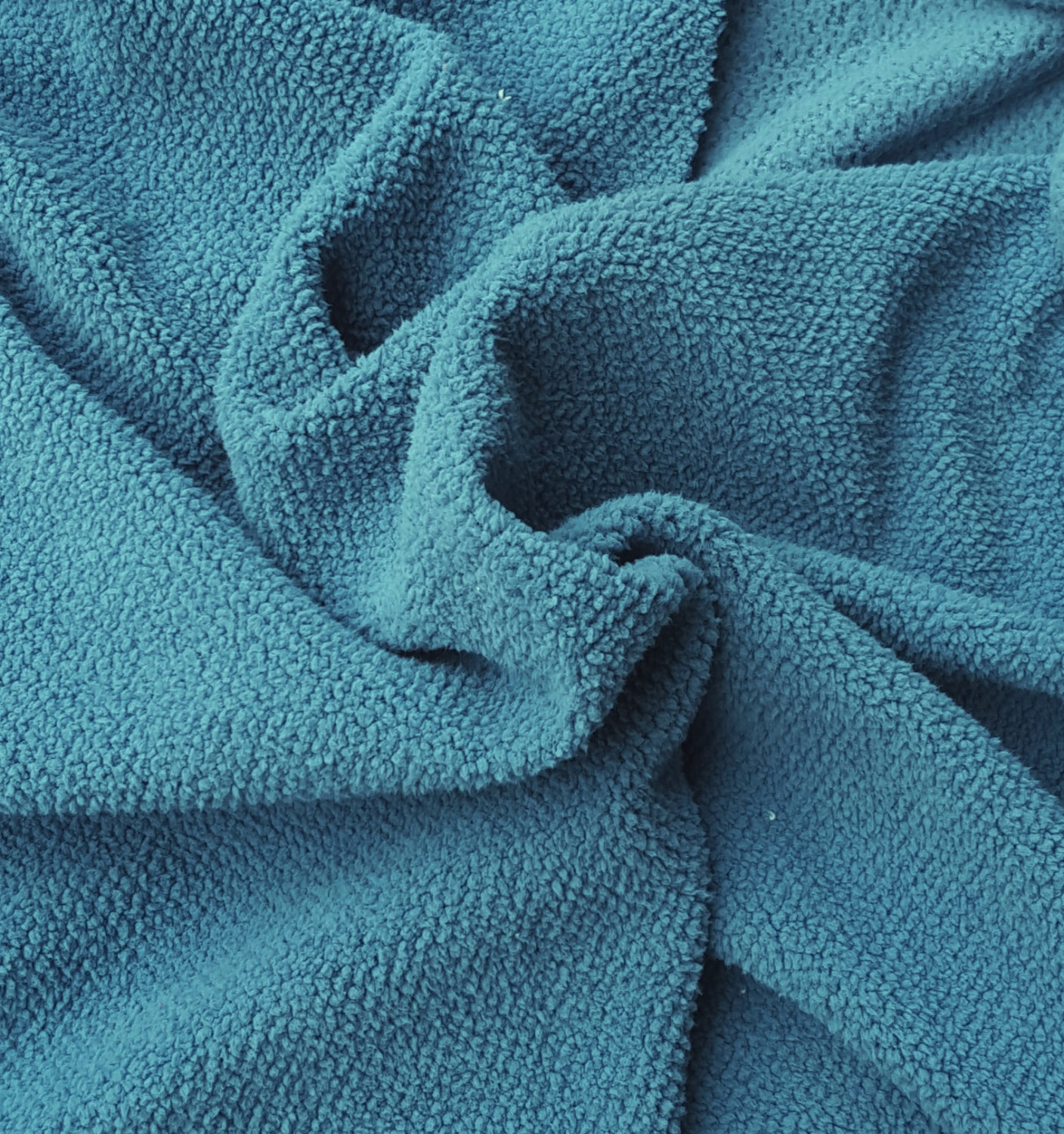 Turquoise Sherpa Knit Fleece Fabric by the Yard Minky Feels