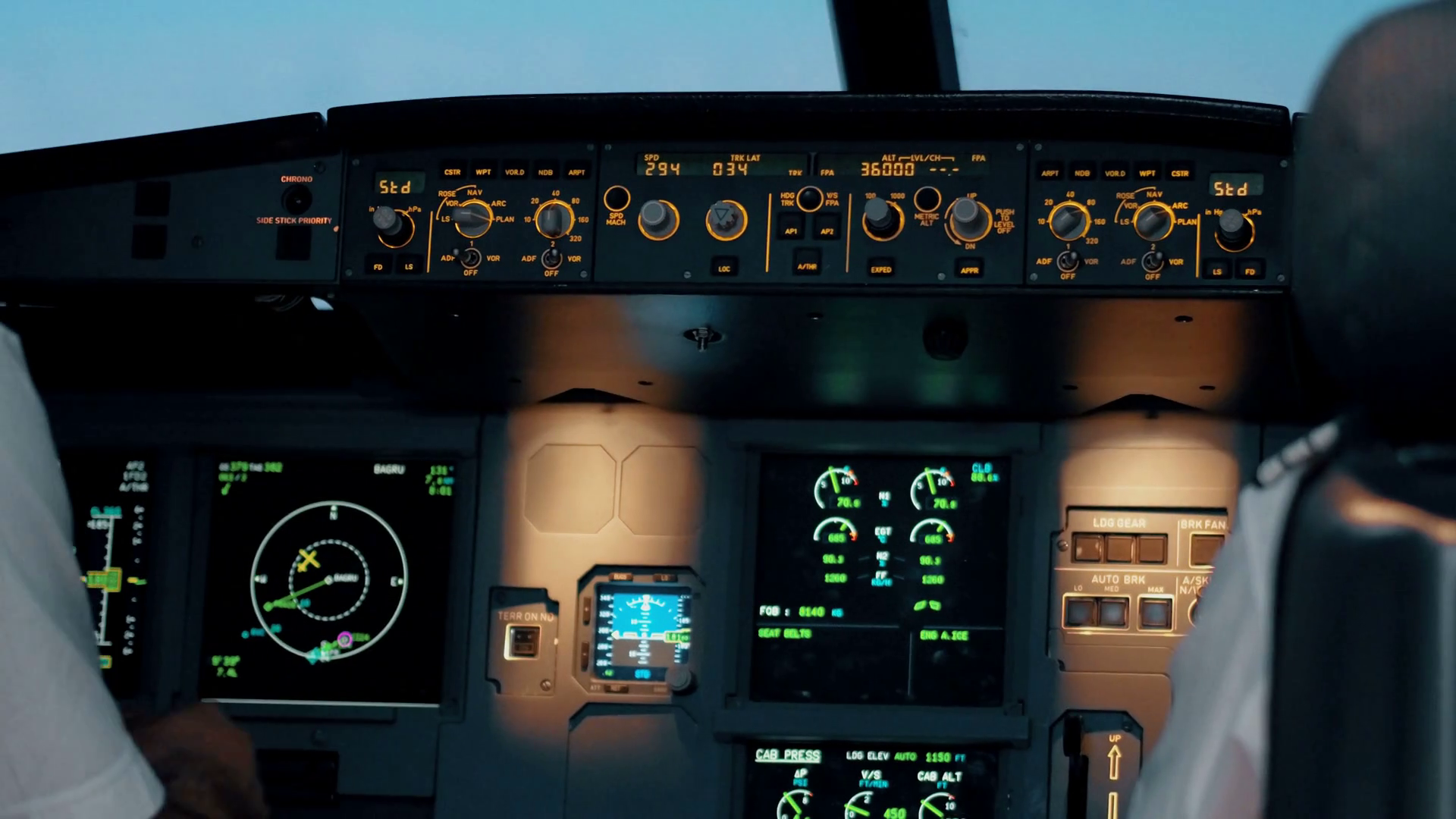 Close shot of cabin cockpit interior of Airbus A319 A320 A321 ...