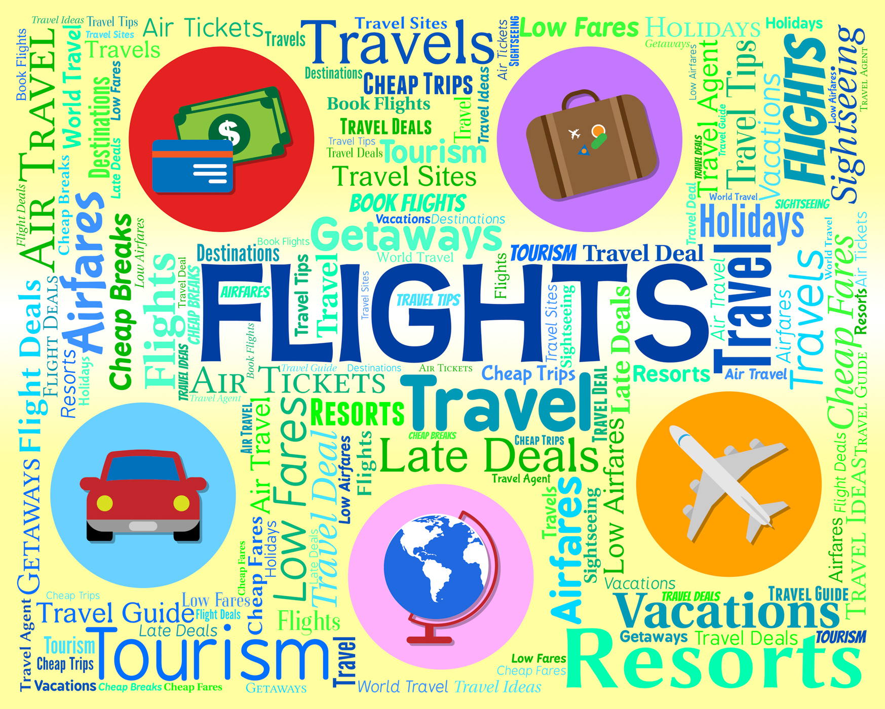 Flights word indicates vacation aeroplane and abroad photo