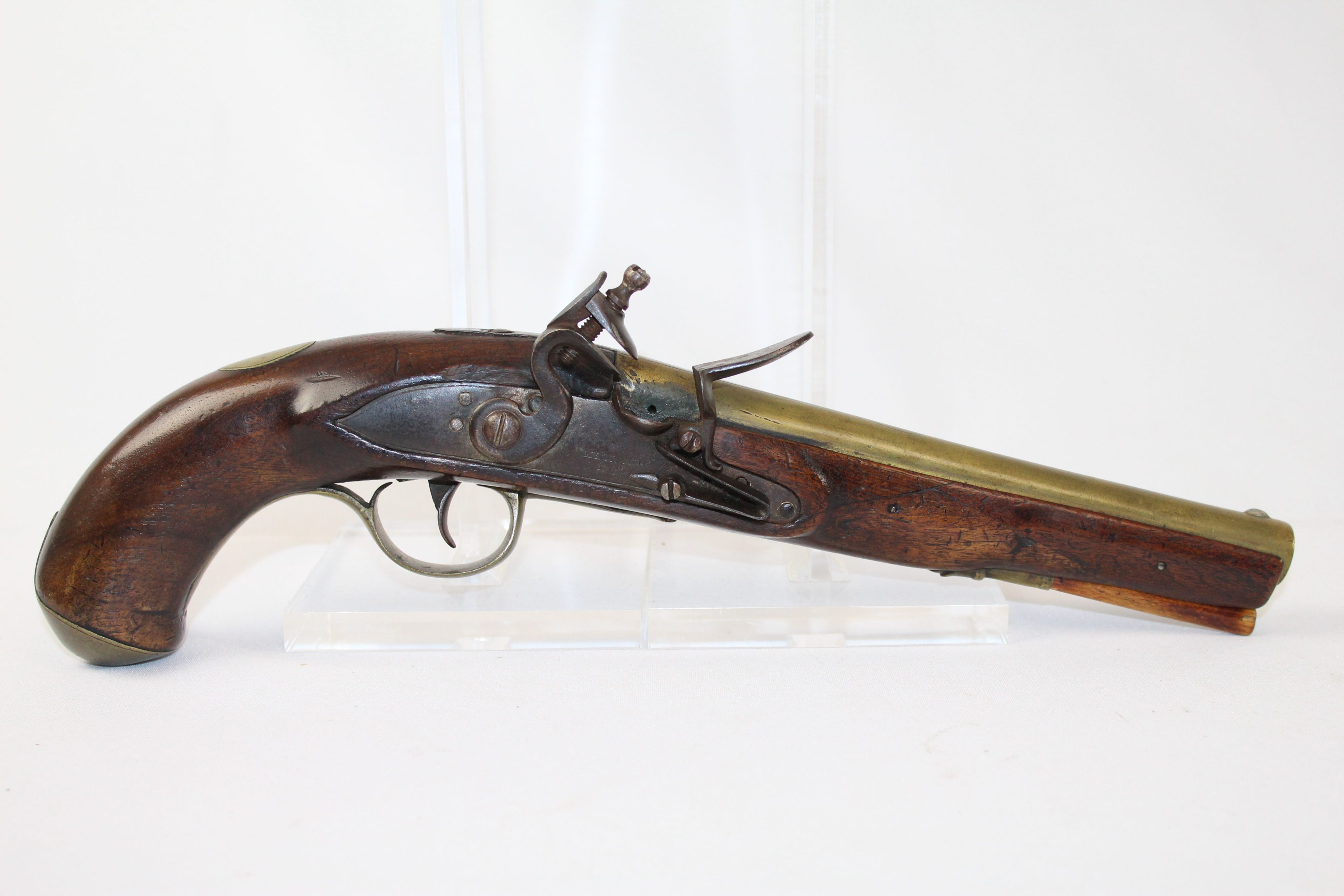 Circa 1800 Antique KETLAND BRASS FLINTLOCK Pistol Full-Sized English ...