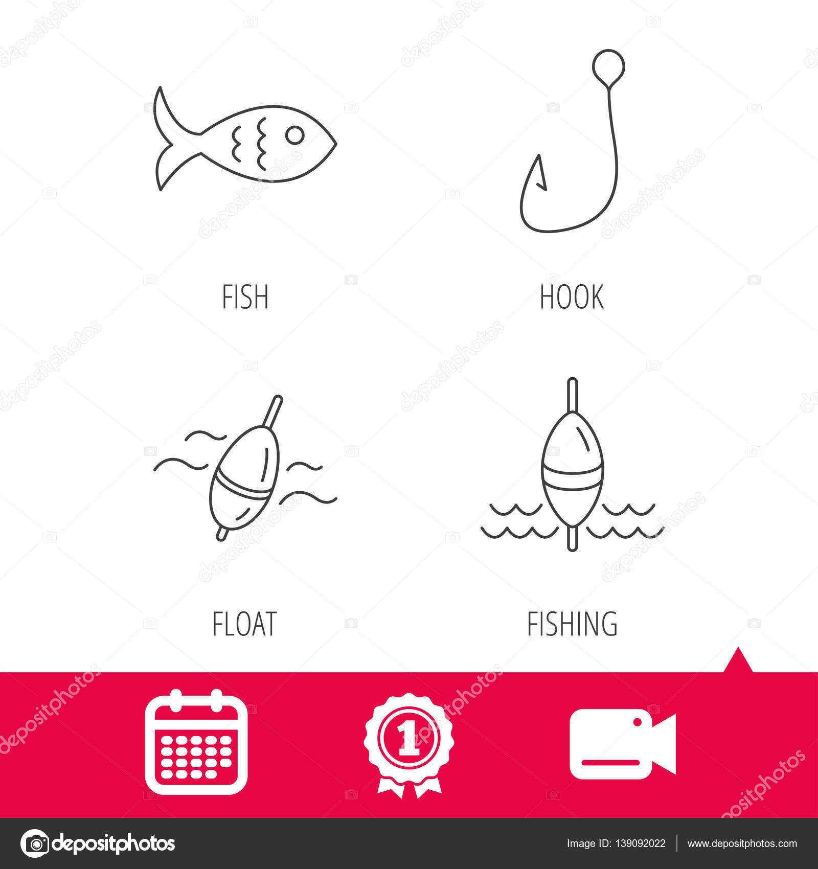 Fishing hook and float icons. — Stock Vector © Tanyastock #139092022