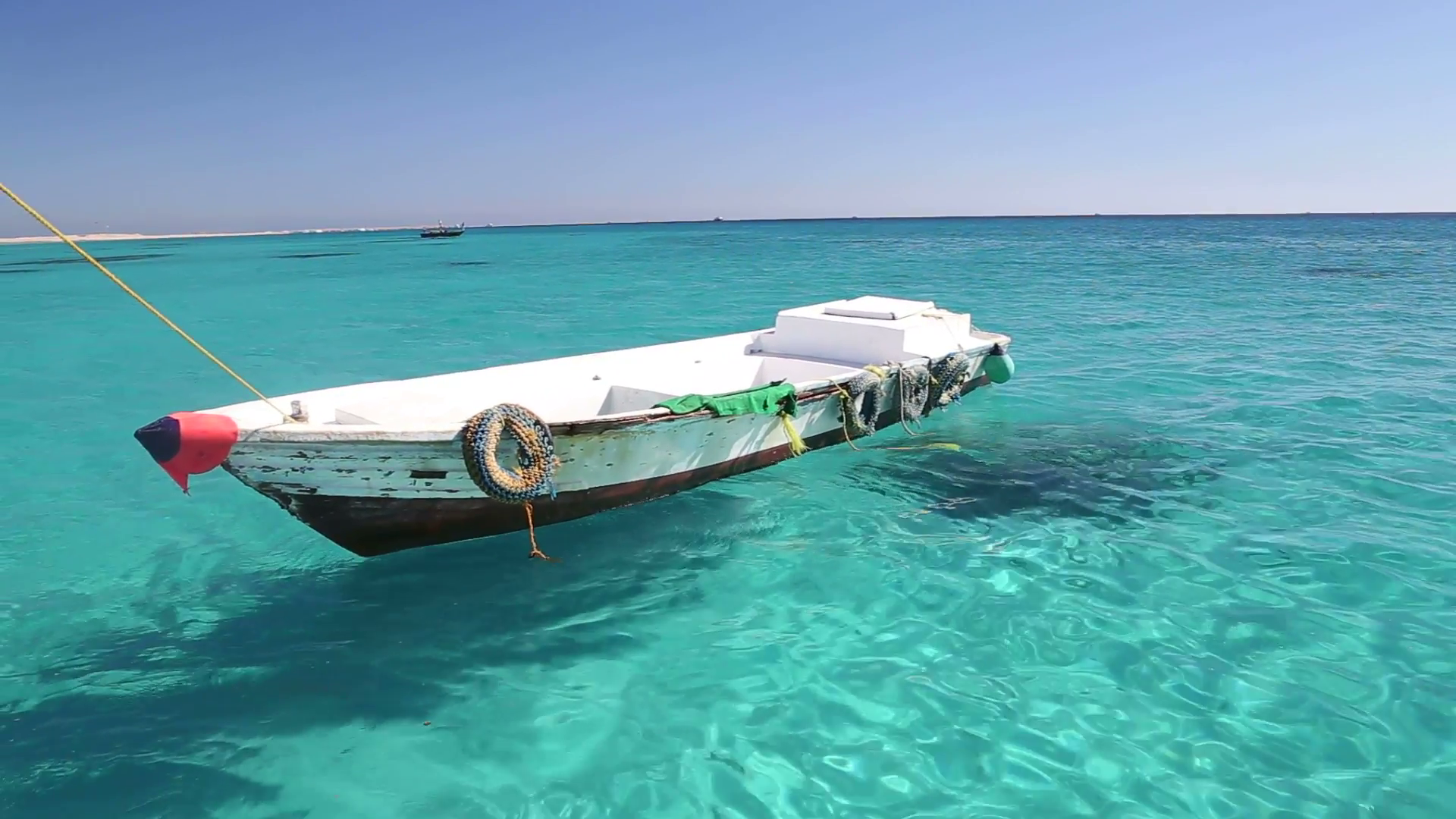 Little wooden boat floating in the Red sea, Egypt Stock Video ...