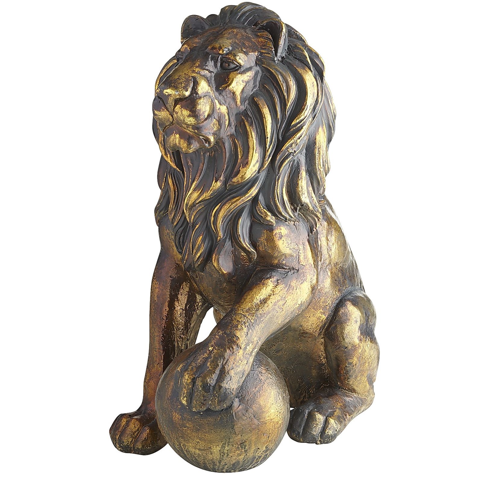 Bronze Lion Statues with Paw on Ball | Pier 1 Imports