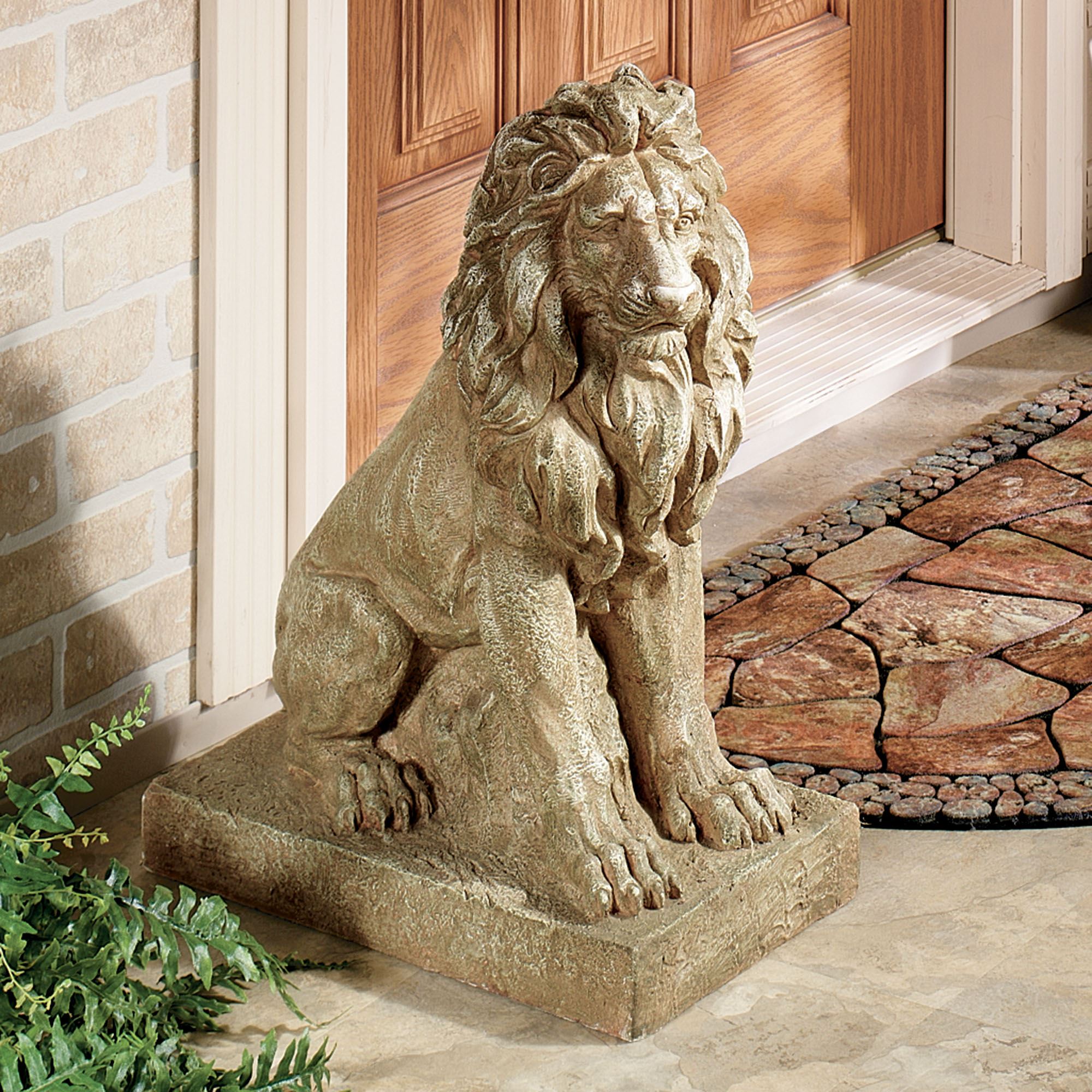Lions at Guard Indoor Outdoor Sculpture Pair