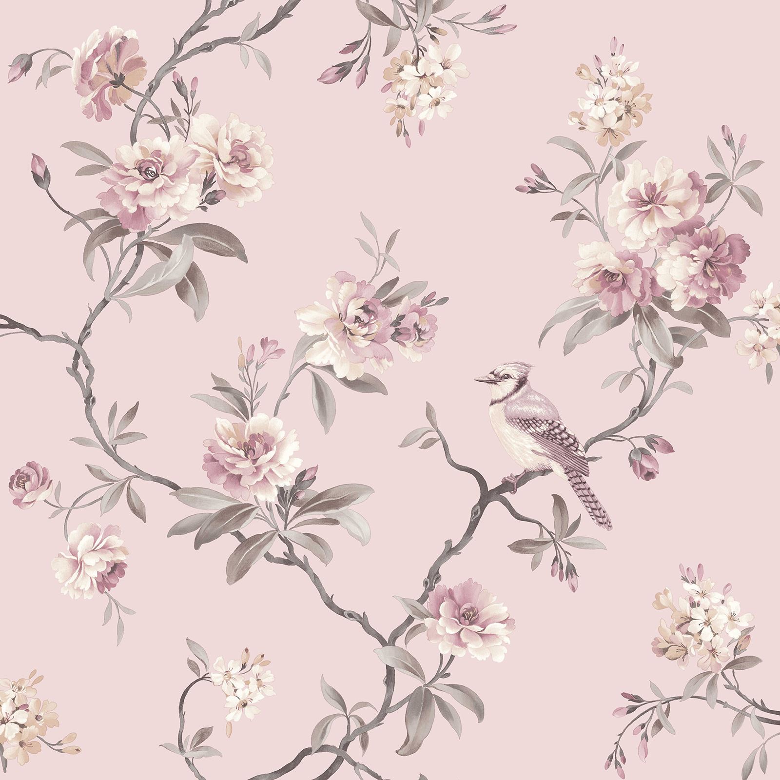 FLORAL WALLPAPER - VARIOUS DESIGNS AND COLOURS - FLOWERS ROSES BIRDS ...