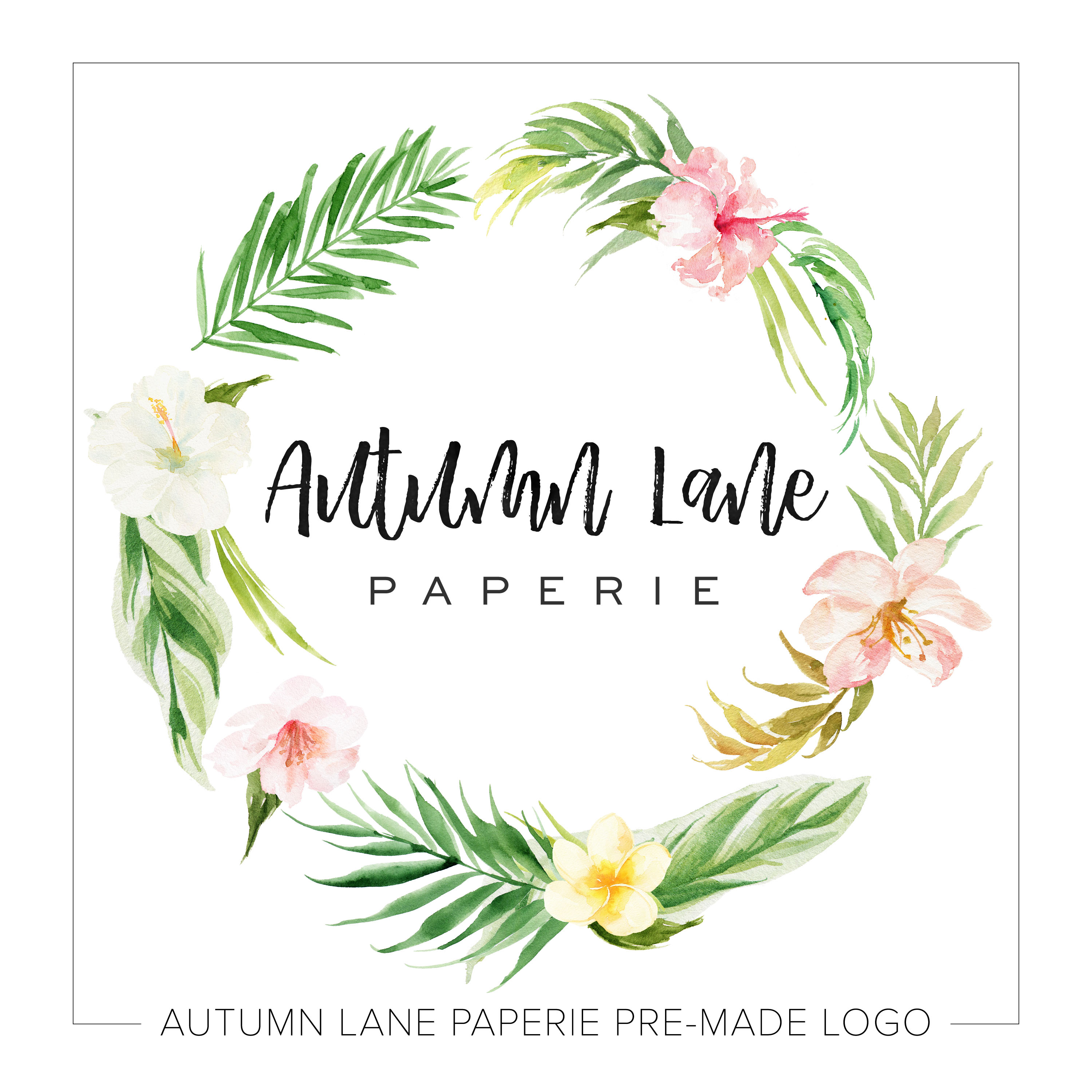 Light-Hued Tropical Floral Wreath Logo K26 - Autumn Lane Paperie