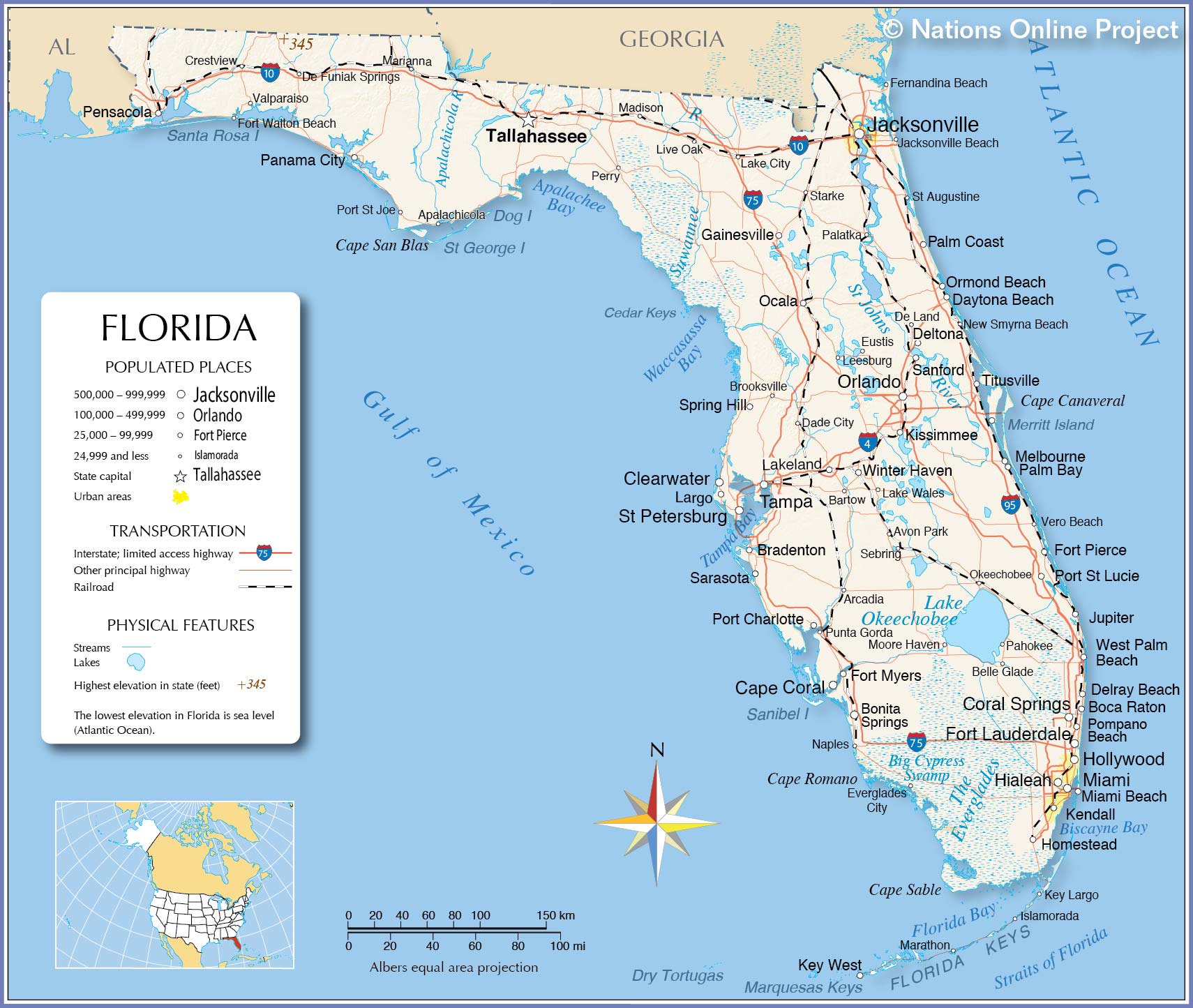 Reference Maps of Florida, USA - Nations Online Project