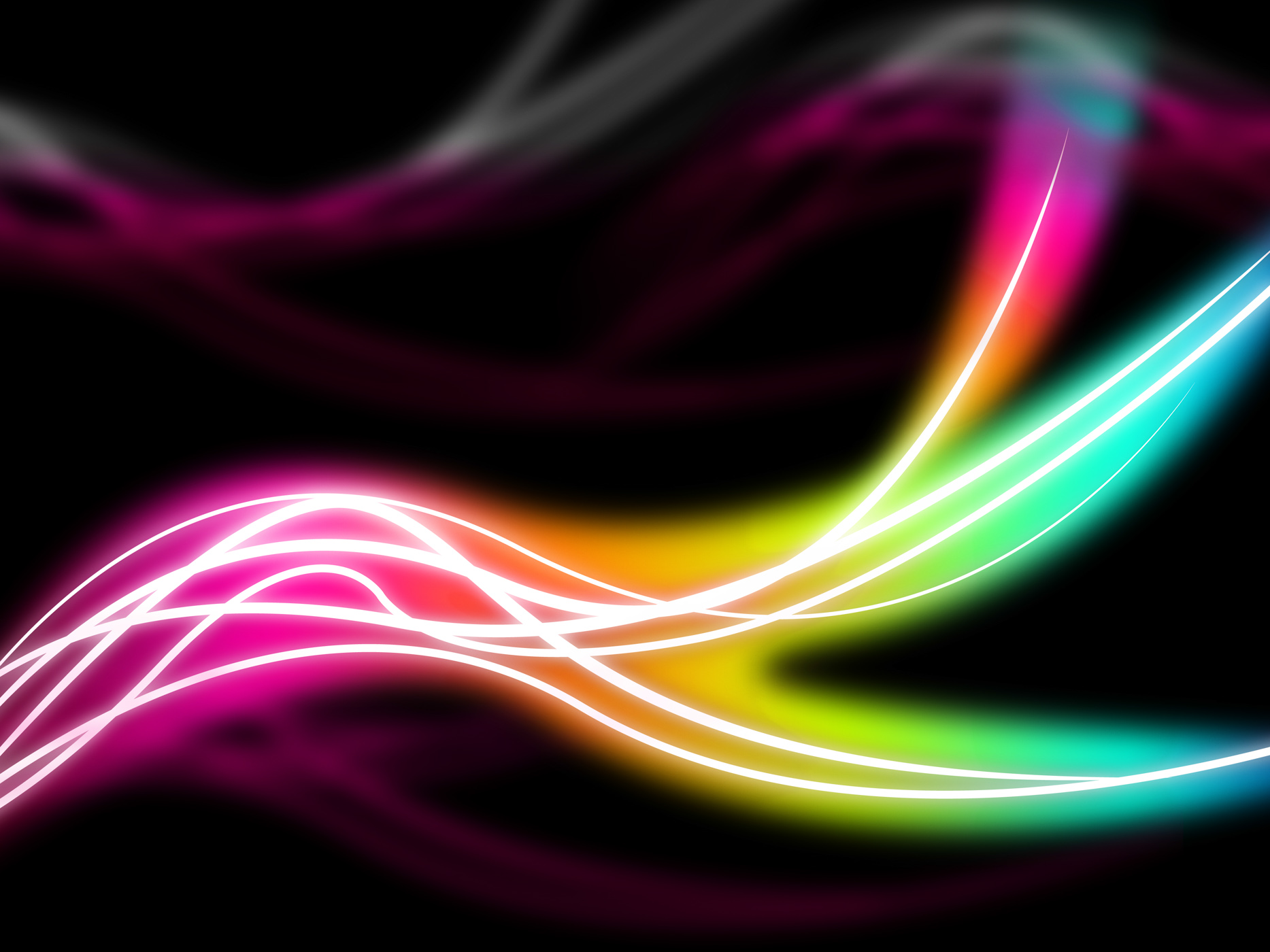 Flourescent swirls background means rainbow lines in darkness photo