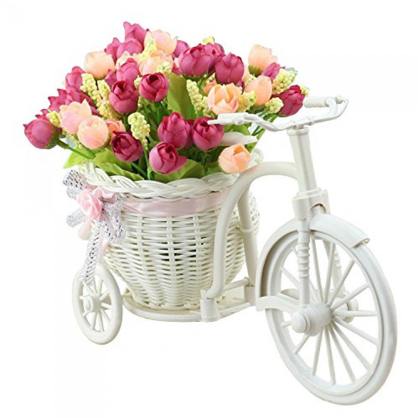 Cycle shape Flower Vase with Peonies Bunches