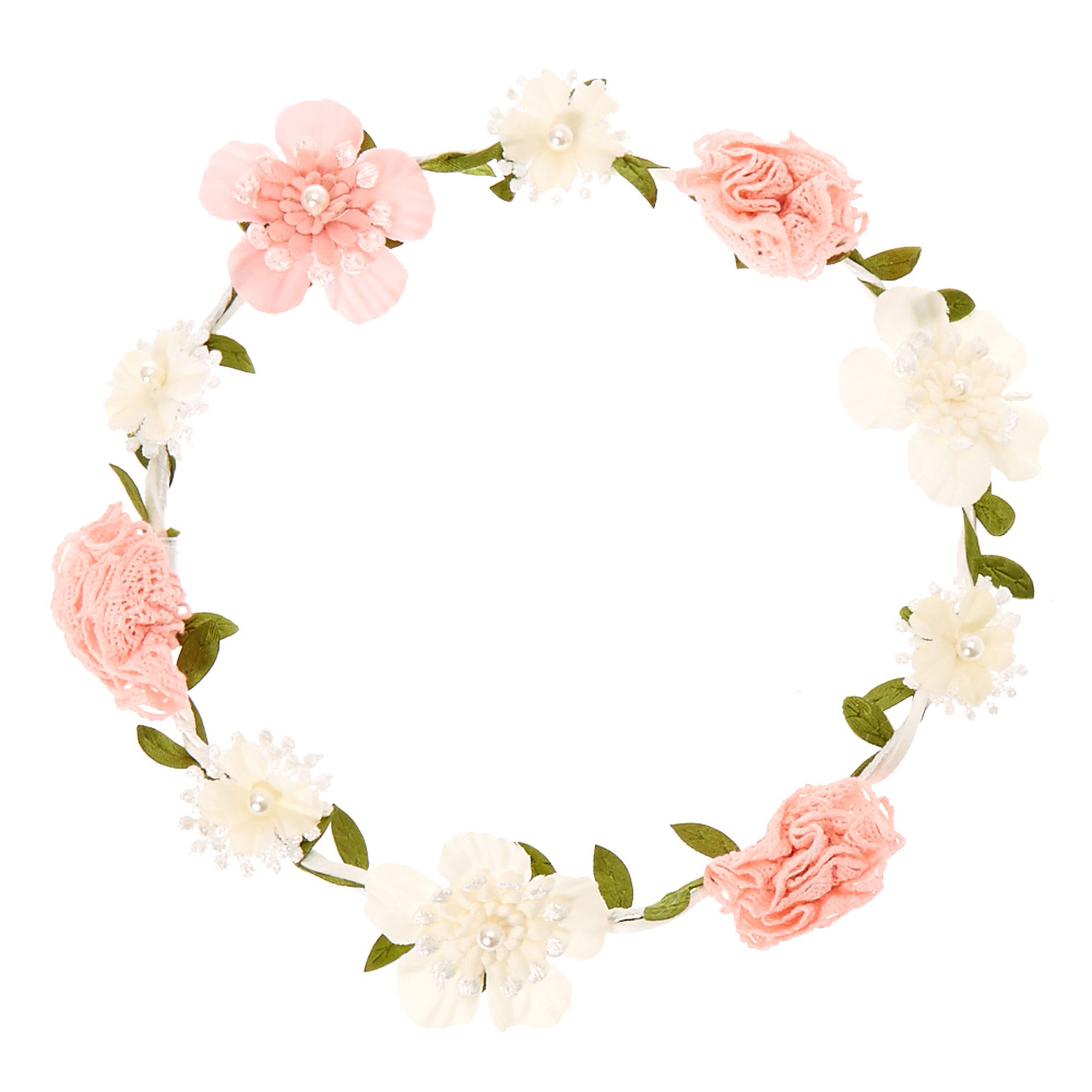 Kids Pink & White Crochet Flower Crown | Claire's