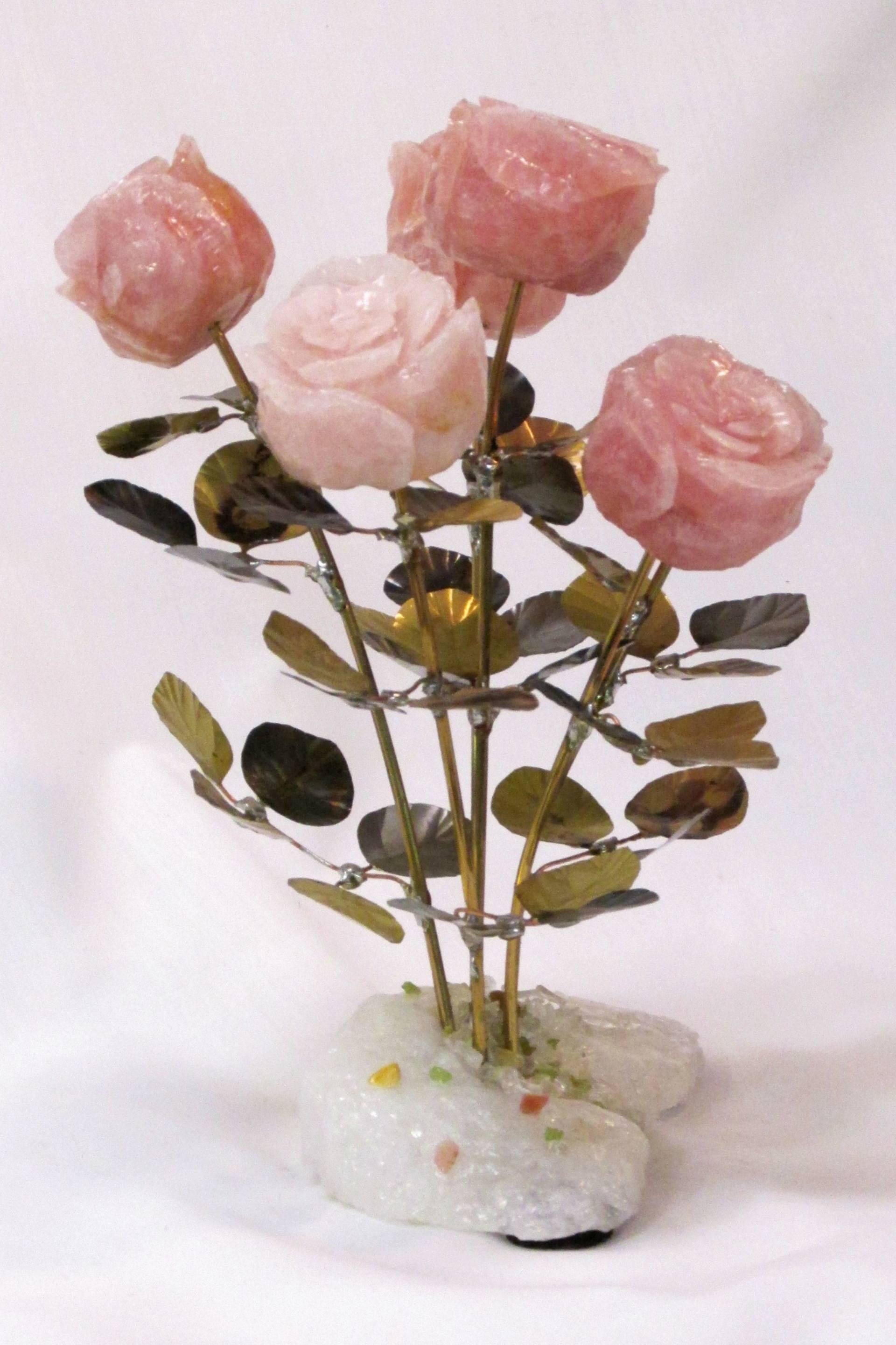 Saatchi Art: Half Dozen Rose Quartz Stone Flower Sculpture No. 6-1 ...