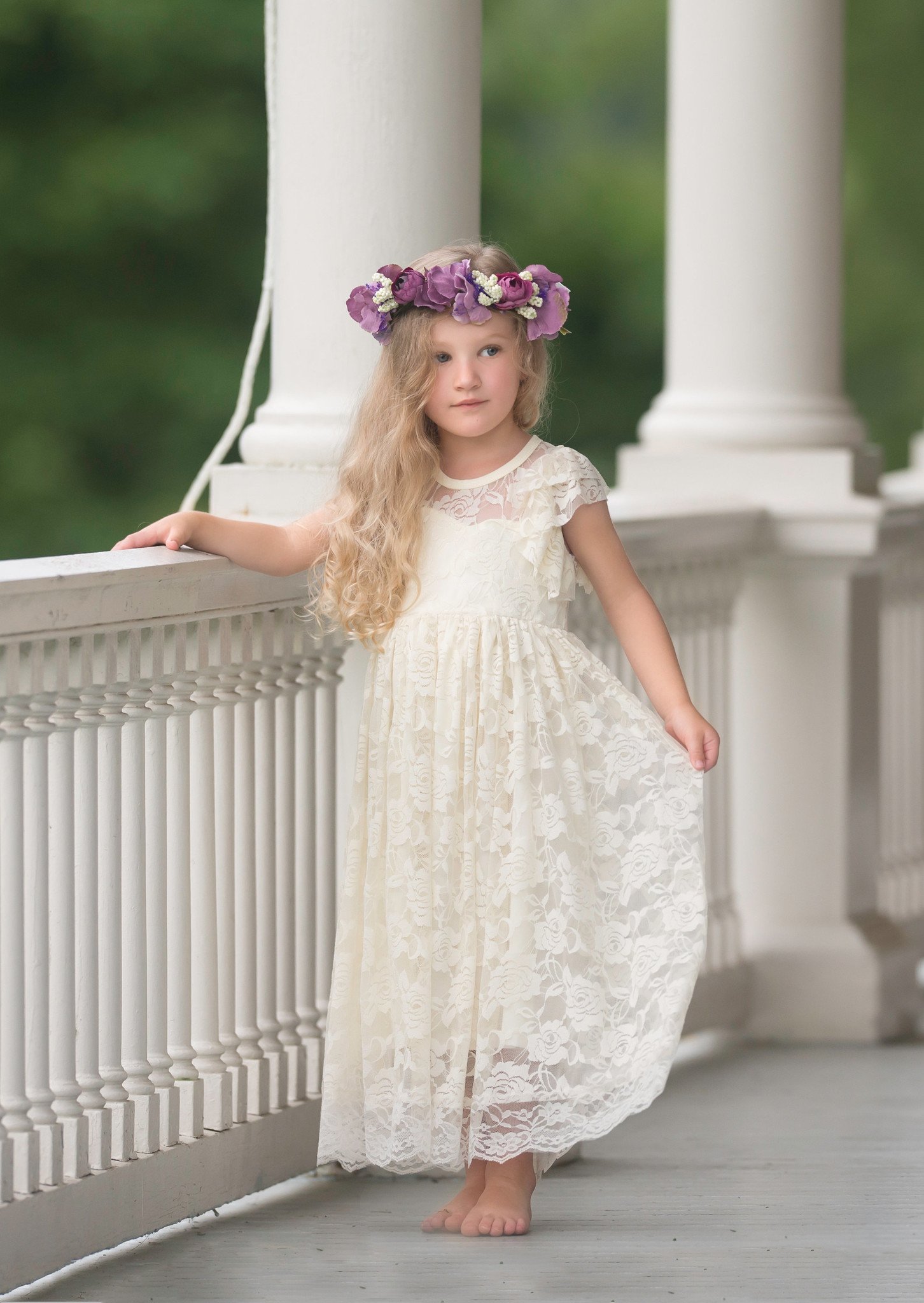 White Or Butter Cream Lace Boho Rustic Flower Girl Dress – Country ...