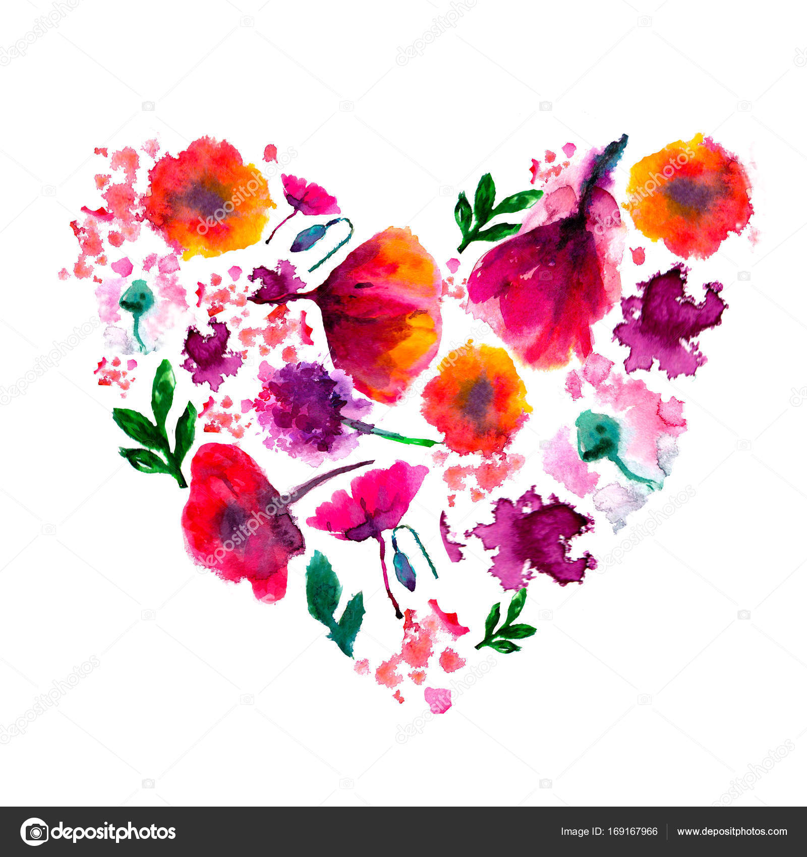 Painted Watercolor Flower Heart. Painted Heart. Watercolor Heart ...