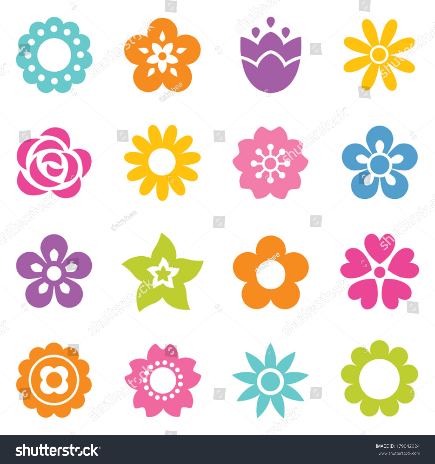 Set Flat Icon Flower Icons Silhouette Stock Vector HD (Royalty Free ...