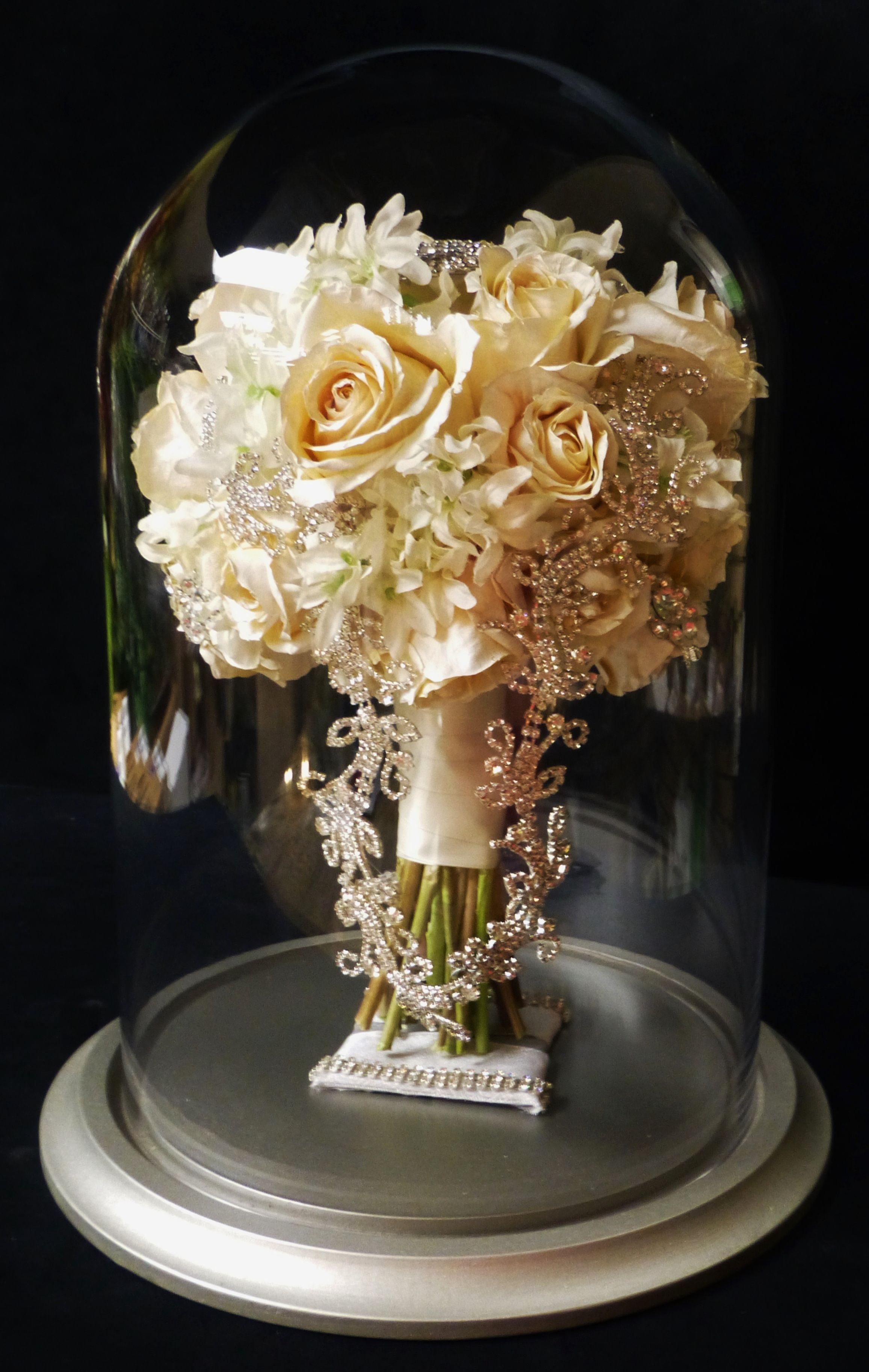 Preserved wedding bouquet flowers in a glass dome. http://www ...