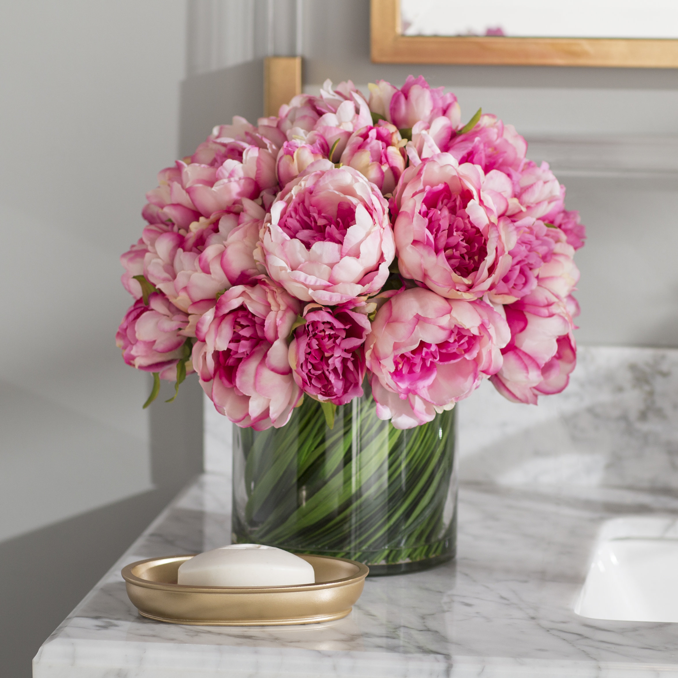 Willa Arlo Interiors Faux Magenta & Pink Peony Floral Arrangement in ...