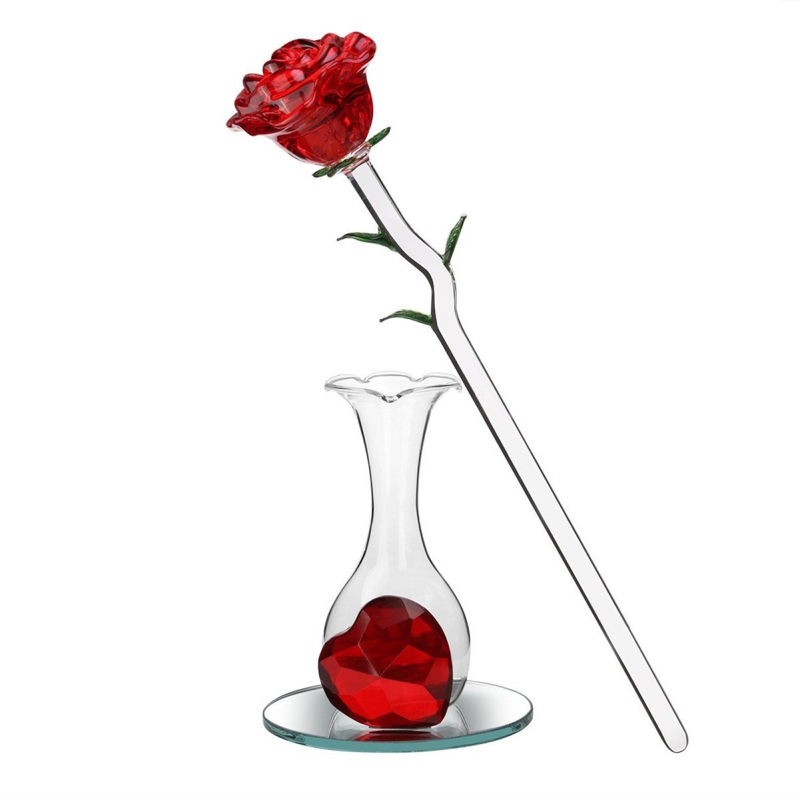 Crystal Rose Flower In Glass Vase Valentines Day Gifts For Her ...