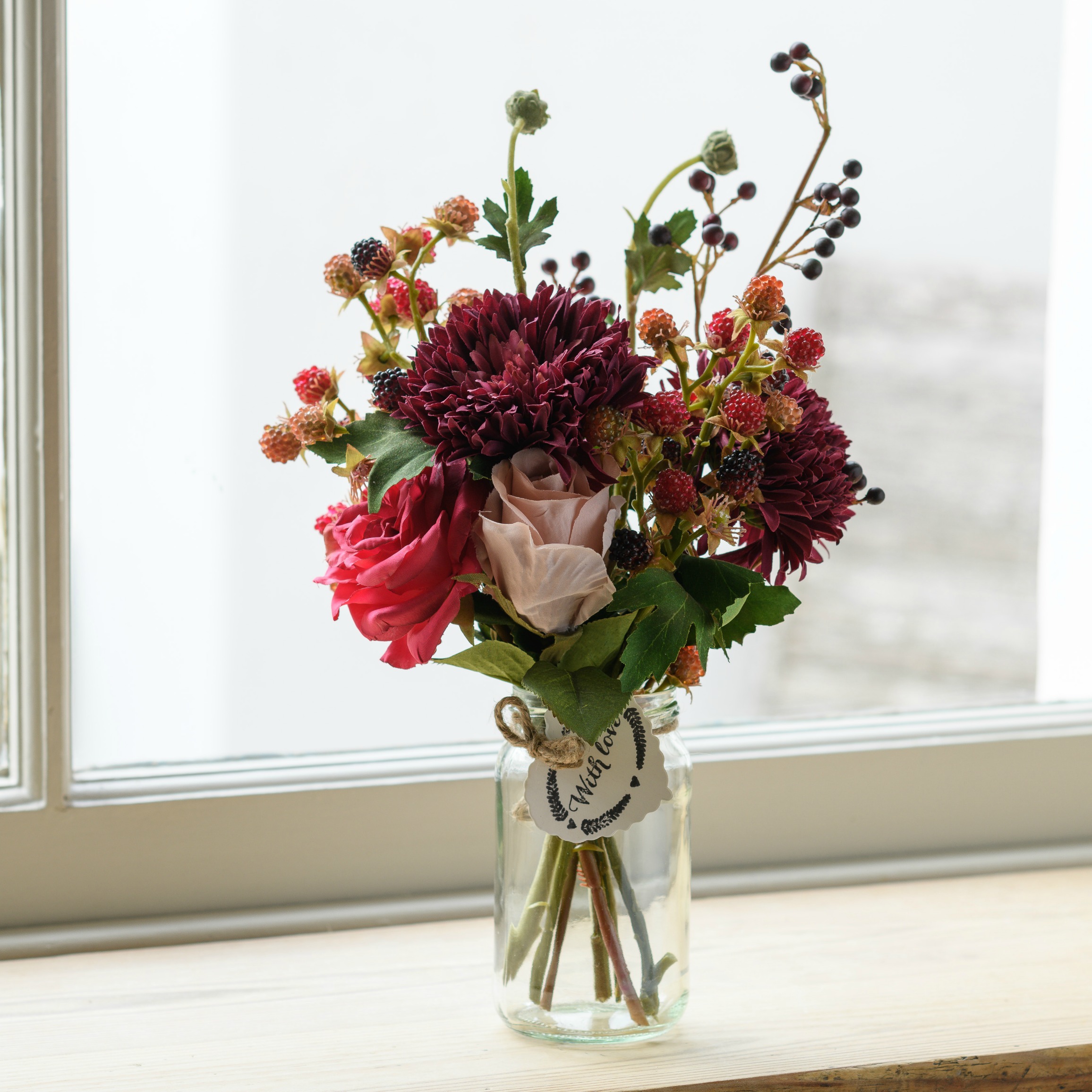 Faux Flower * Blackberry & Rose Flower Jar | Flower Studio Shop