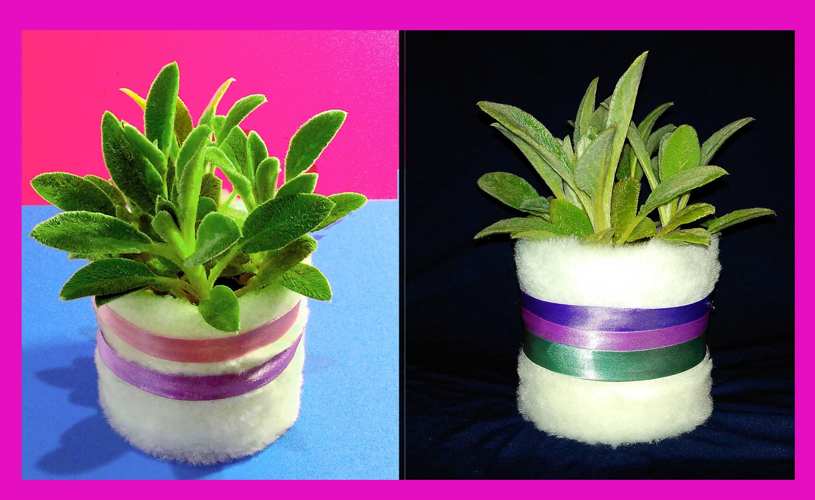 How to decorate plastic Flower pot with faux fur ! Fur flower pot ...