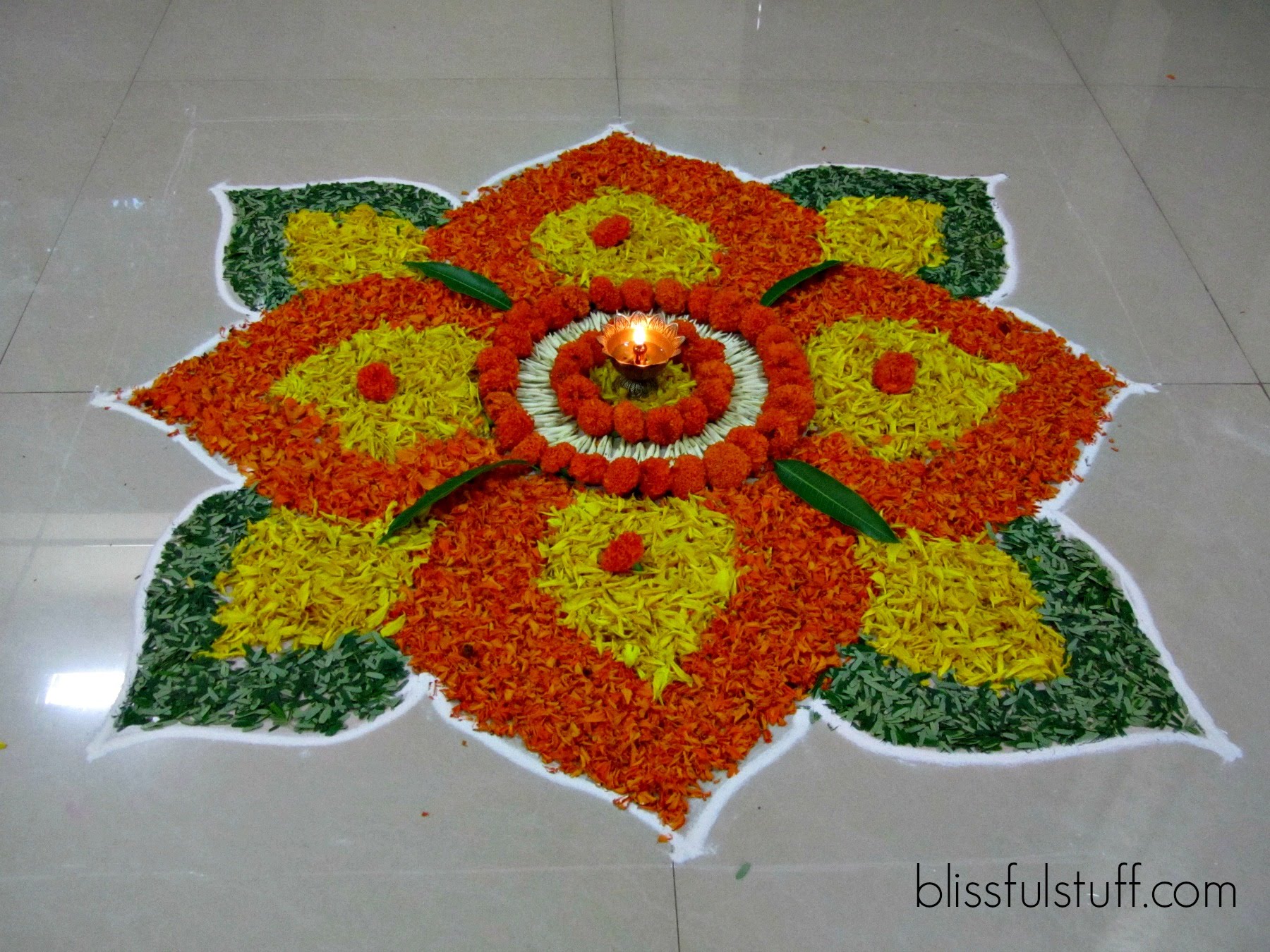 Diwali Special - Rangoli Design with marigold flowers, How to make ...