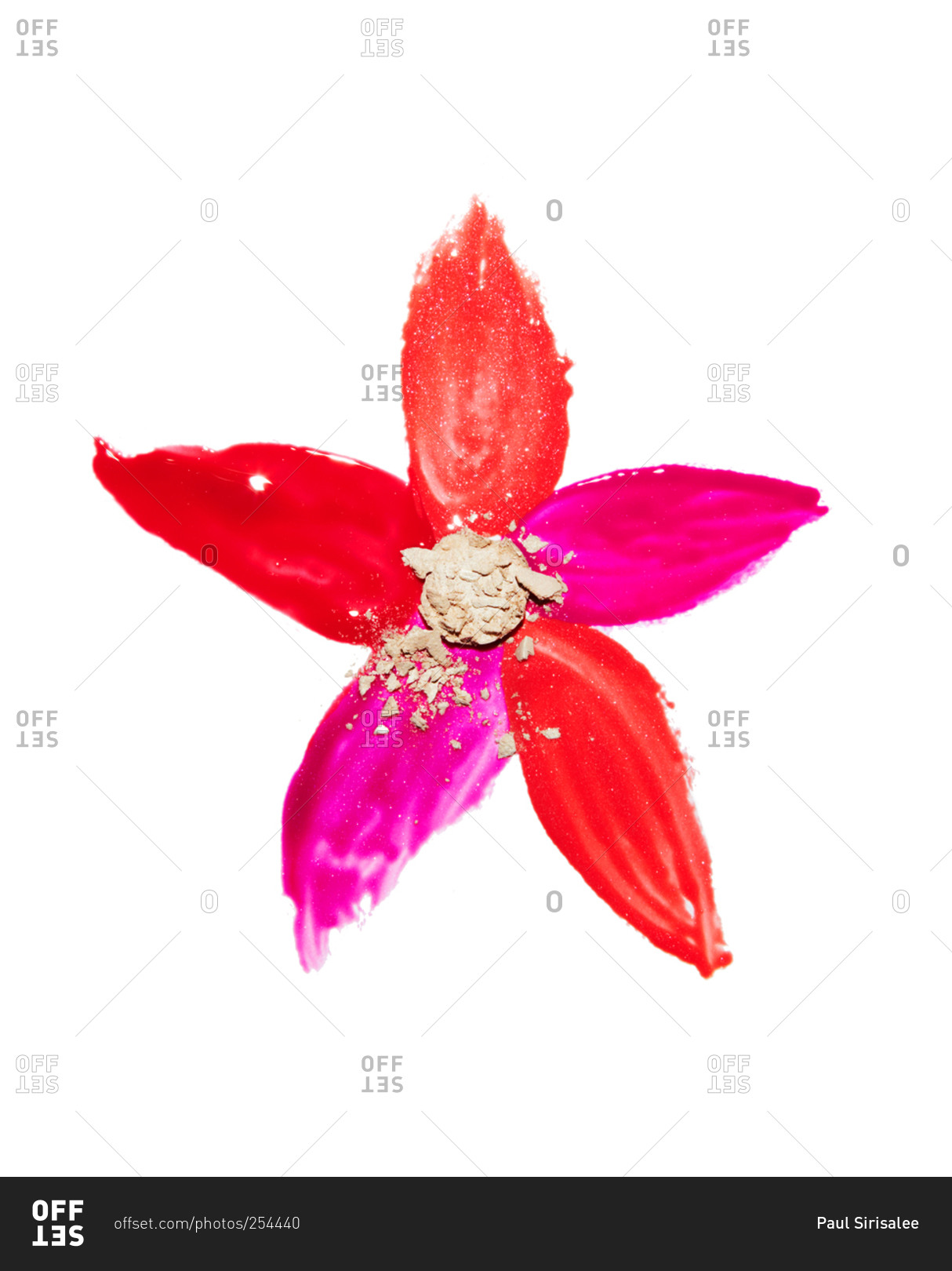 A flower made from lipstick streaks stock photo - OFFSET