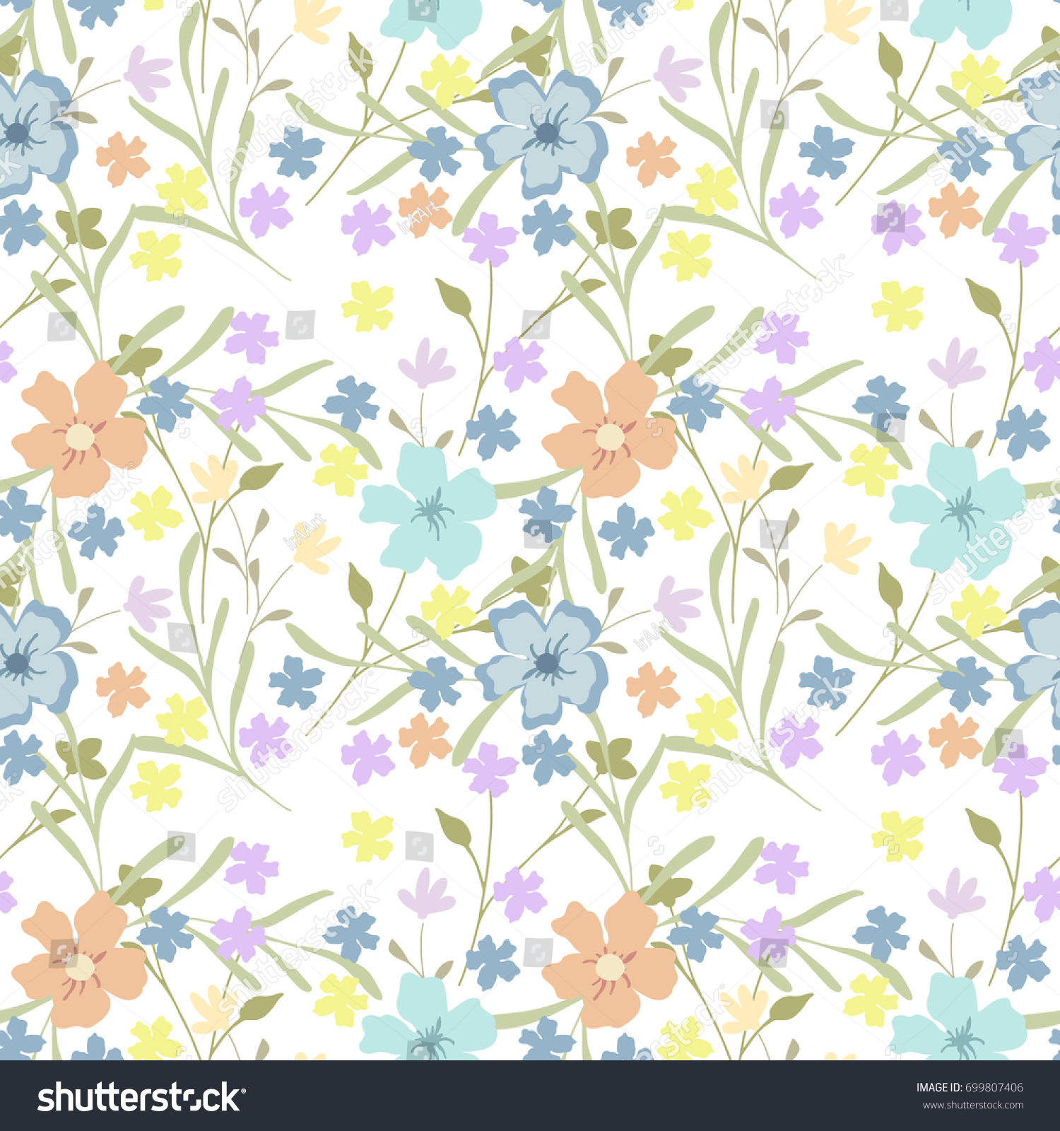 Floral Pattern Seamless Flowery Texture Fabric Stock Vector ...